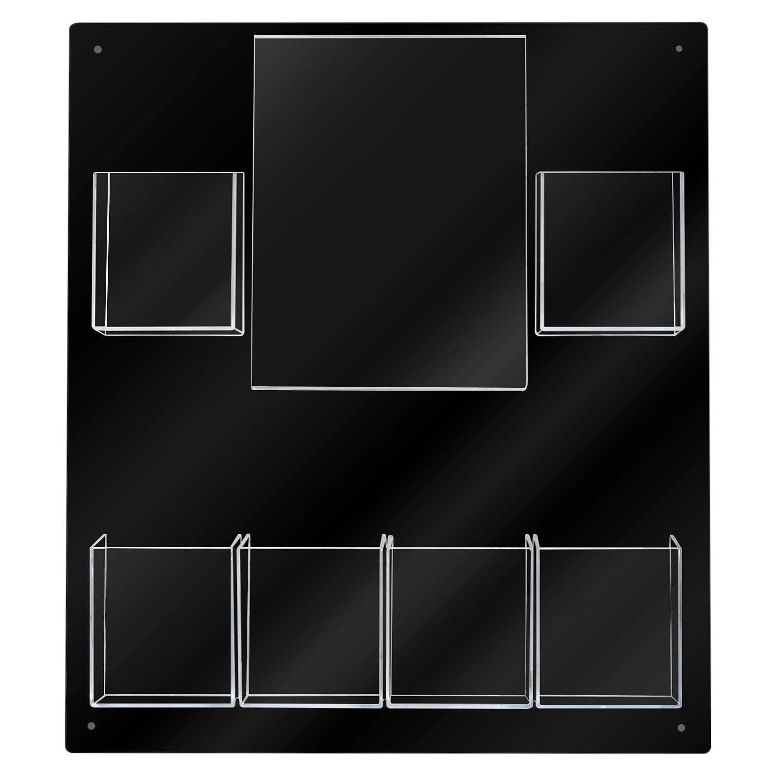 Soporte de Folletos de Pared Marketing Holders 6 Bolsillos PVC Negro