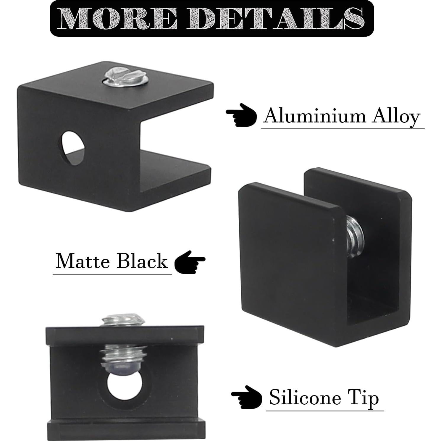 Soportes de Estante de Vidrio WANLIAN 8 Pcs Aluminio 6.35 mm