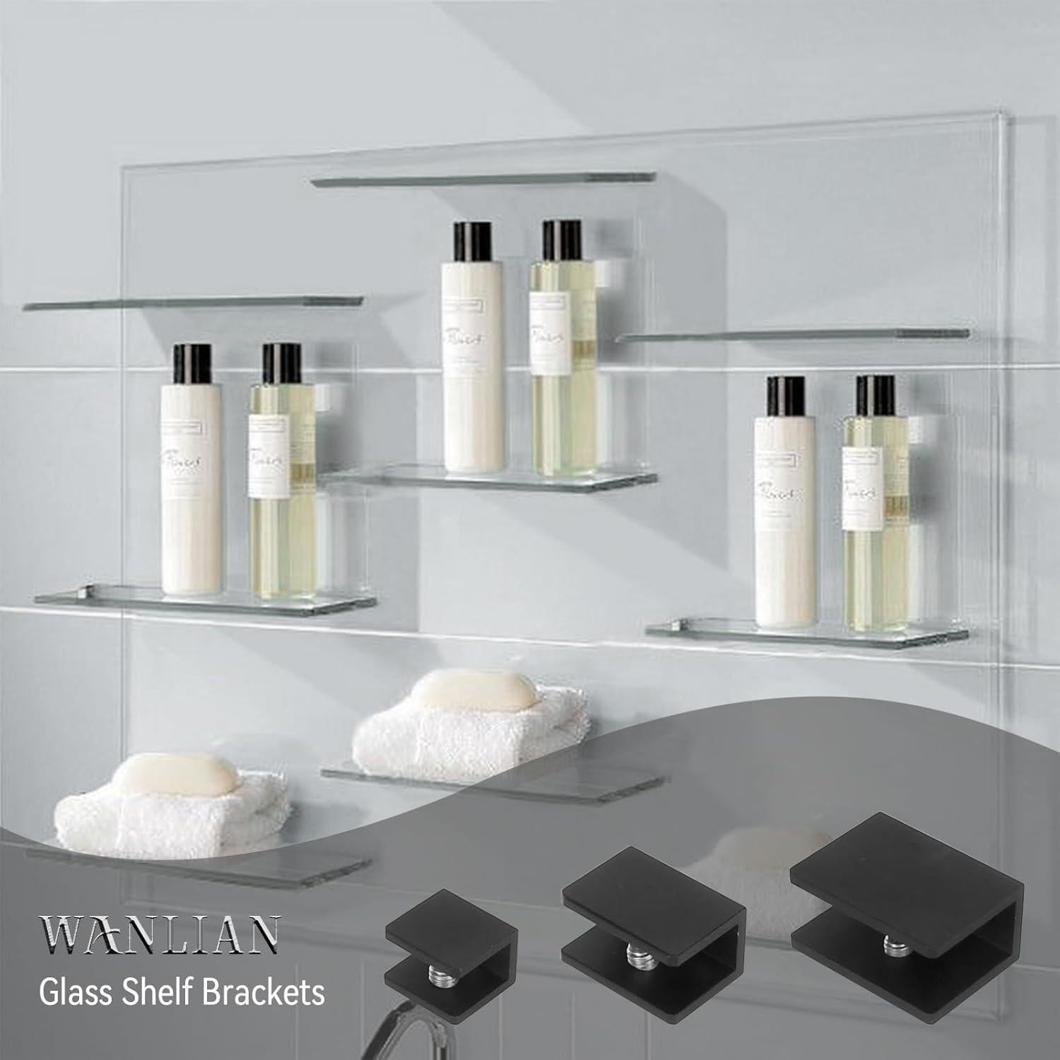 Soportes de Estante de Vidrio WANLIAN 8 Pcs Aluminio 6.35 mm