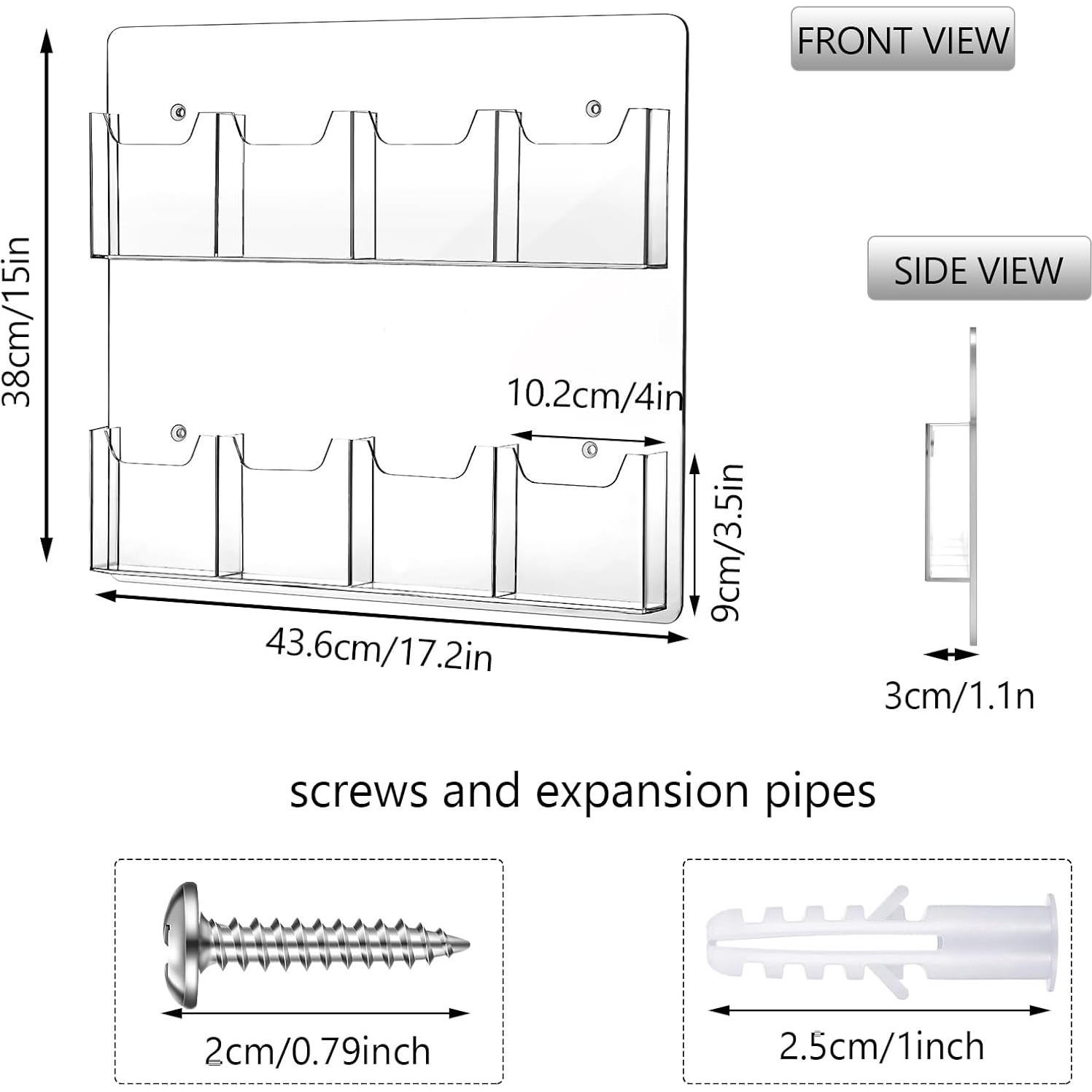 Soporte de Folletos Acrílico Weysat 8 Bolsillos Montaje en Pared