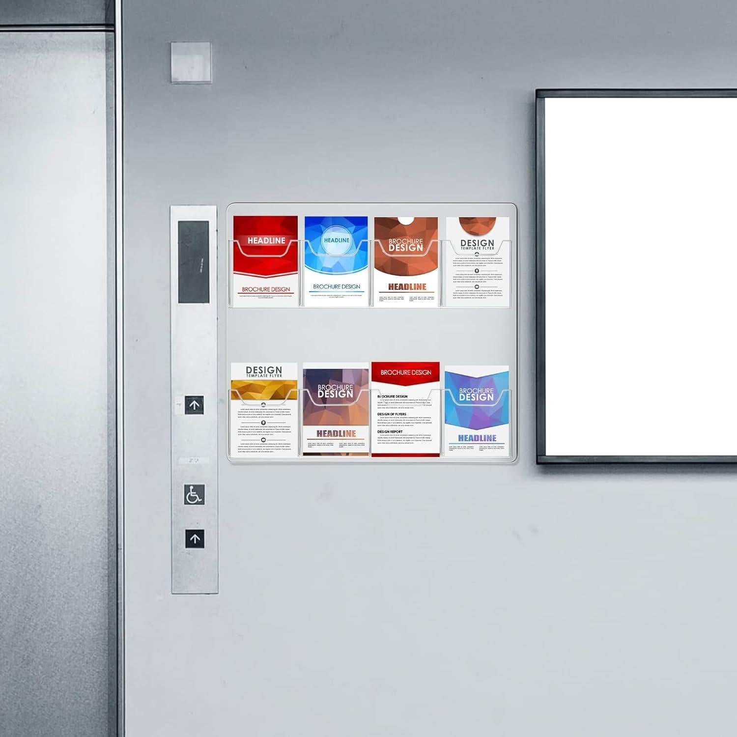 Soporte de Folletos Acrílico Weysat 8 Bolsillos Montaje en Pared