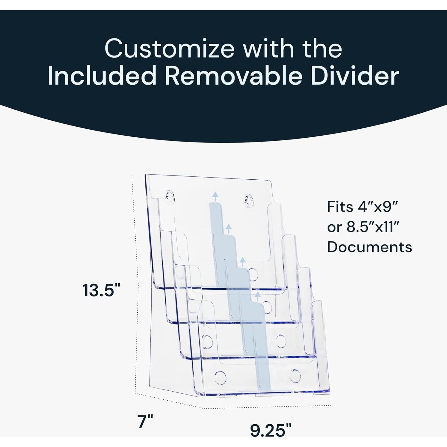 Soporte de Folletos Acrílico Simply Imagine 4 Niveles 34.3x23.5cm