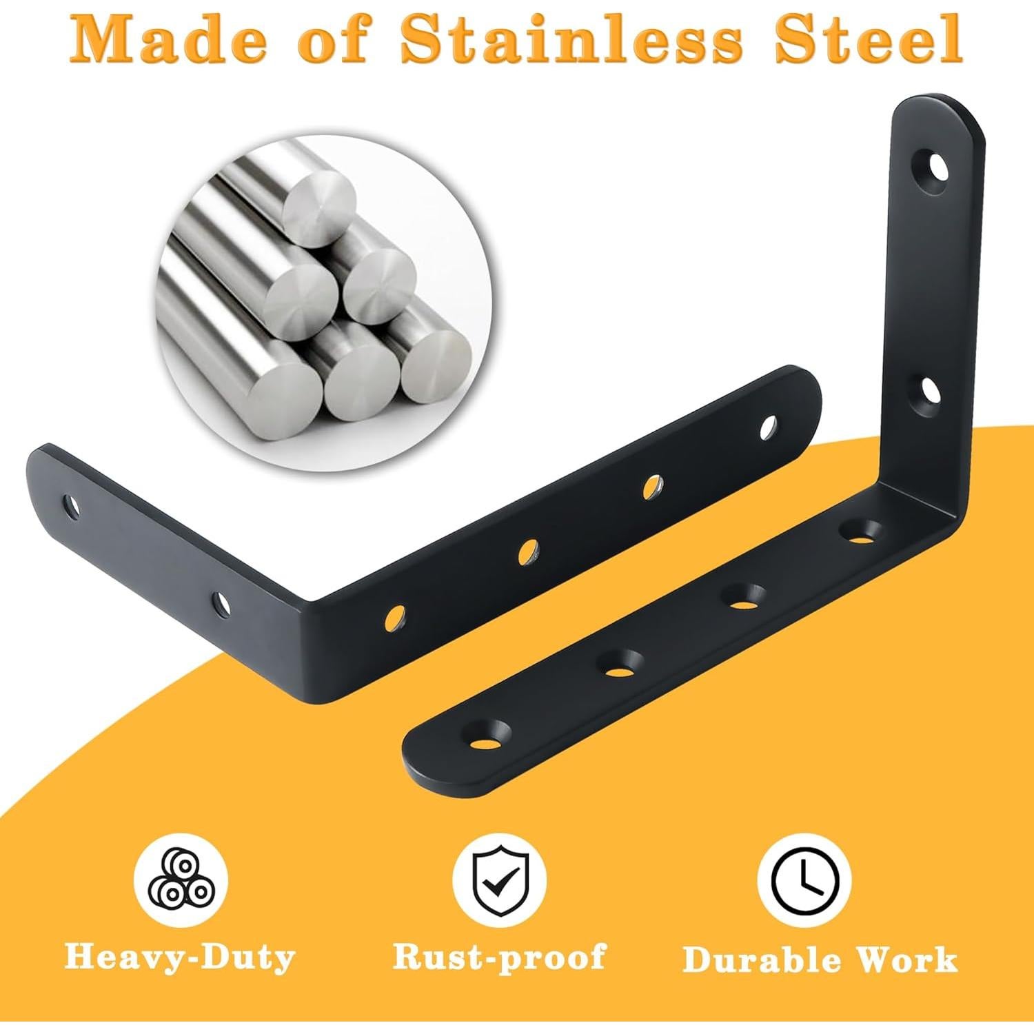 Soportes de Estante Flotante Alise 8P Acero Inoxidable Negro