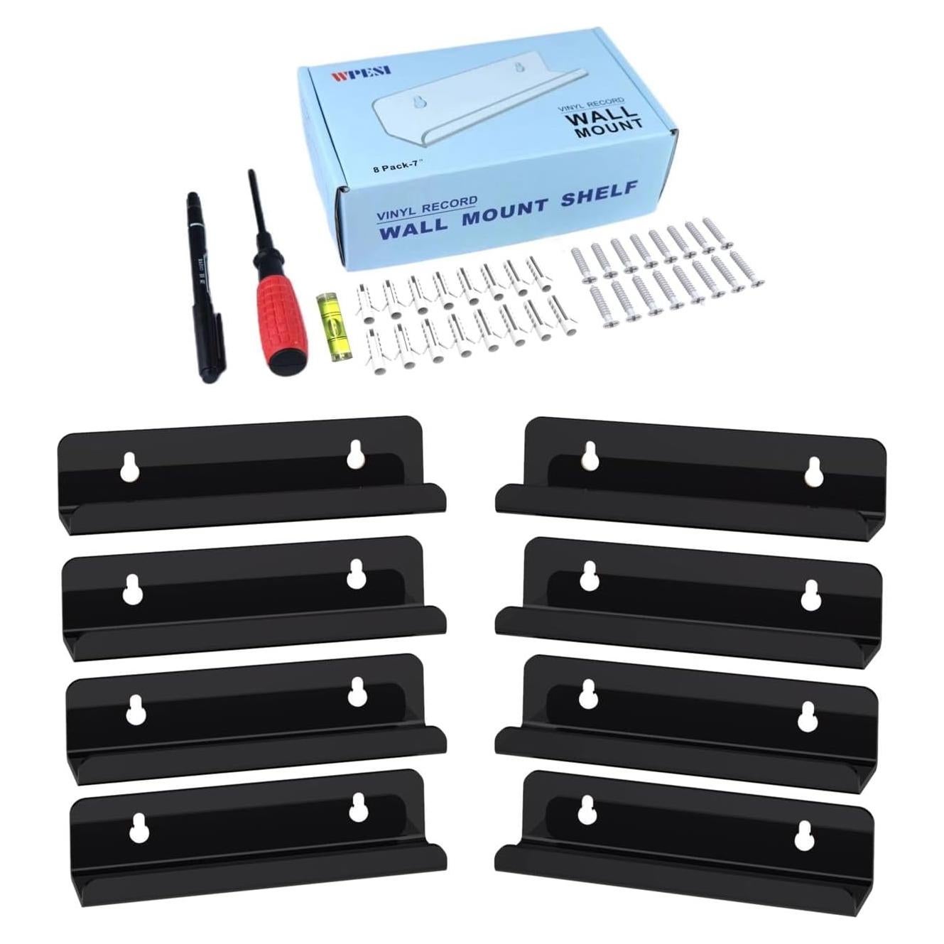 Estante de Vinilo Montado en Pared WPESI 8 Pack Negro