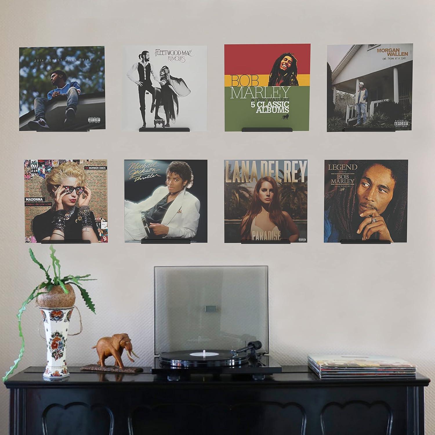 Estante de Vinilo Montado en Pared WPESI 8 Pack Negro