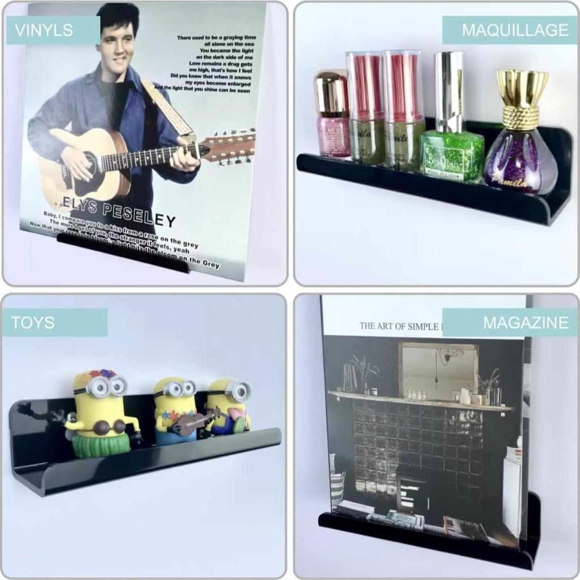 Estante de Vinilo Montado en Pared WPESI 8 Pack Negro