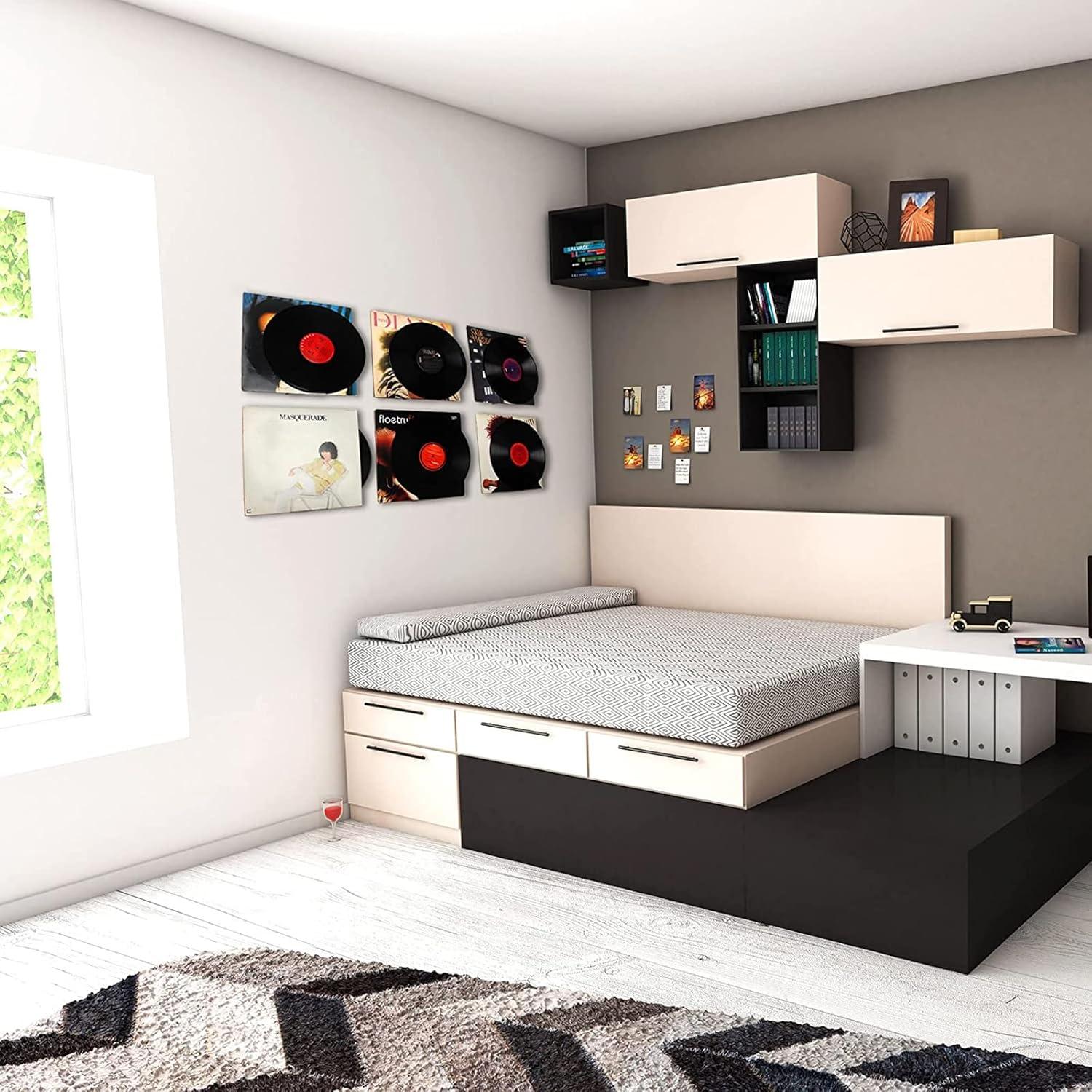 Estante Flotante para Discos de Vinilo SHTCSZBA, 8 Piezas, Acrílico Negro