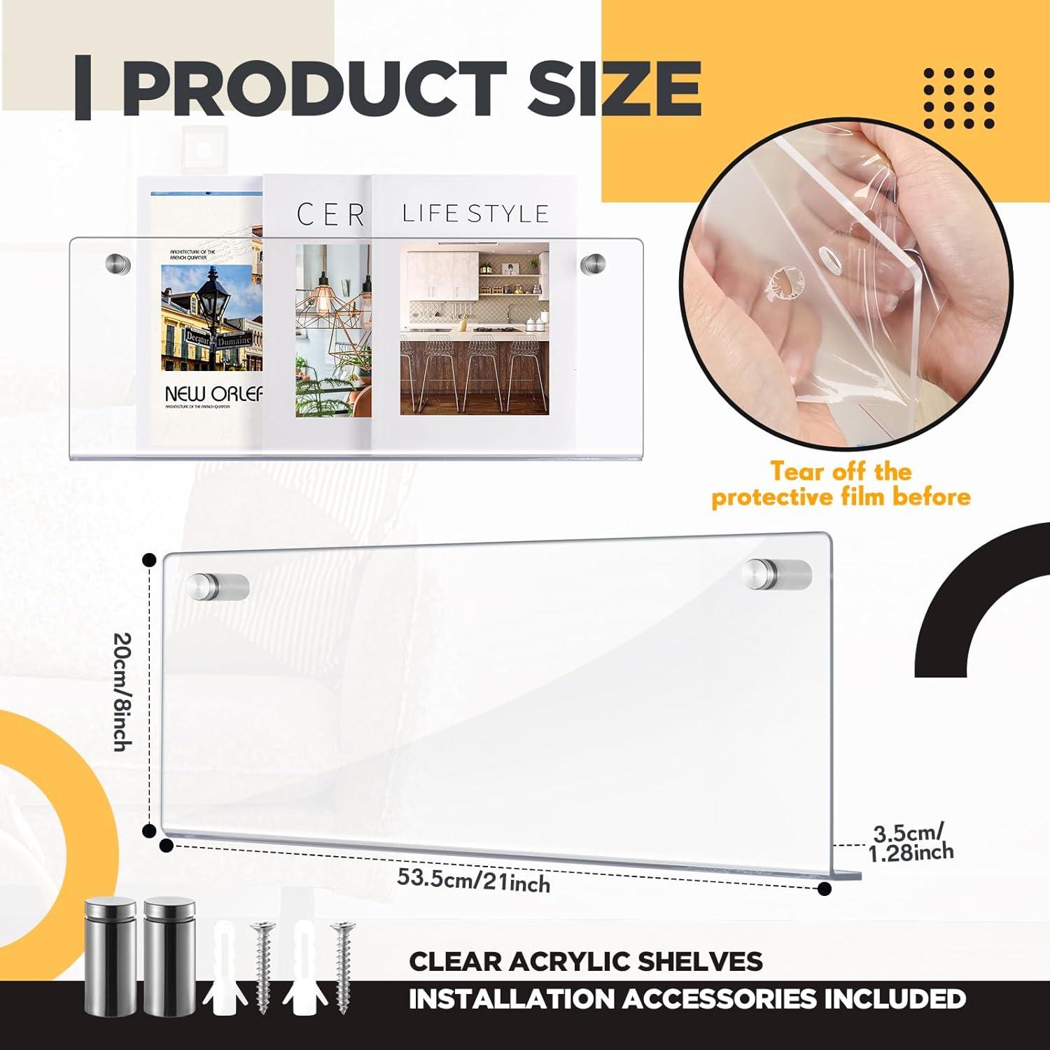 Paquete de 4 Soportes de Revistas Acrílico Transparente 53.34 cm