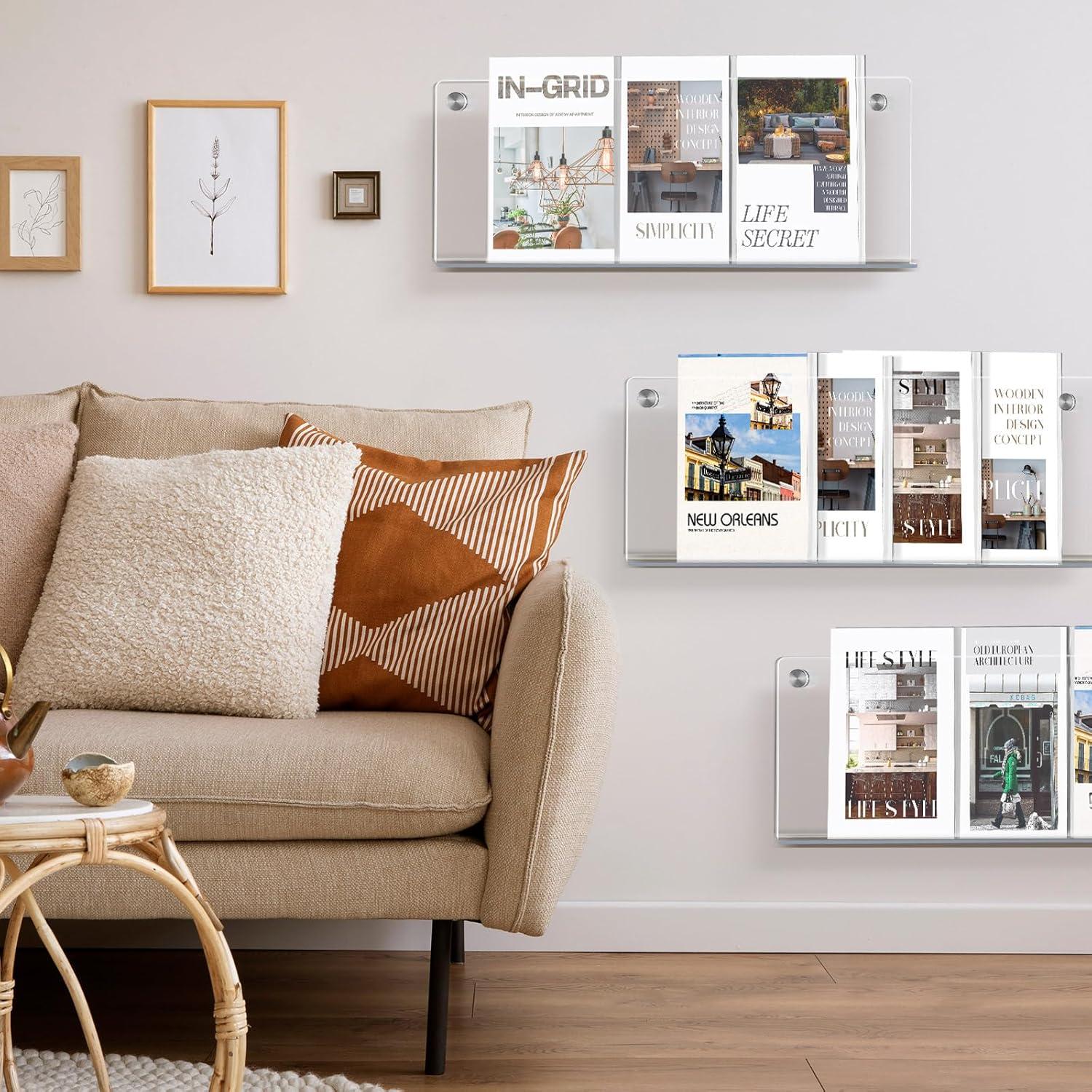 Paquete de 4 Soportes de Revistas Acrílico Transparente 53.34 cm