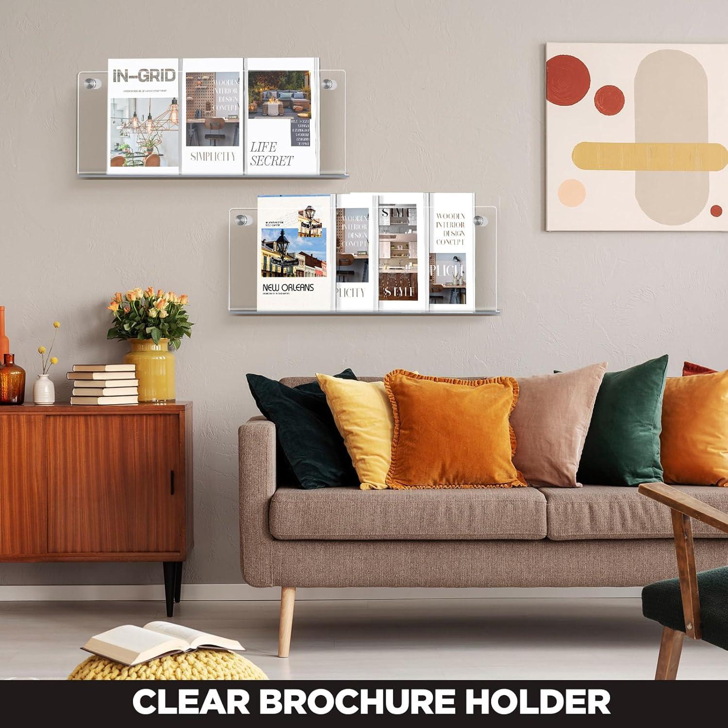 Paquete de 4 Soportes de Revistas Acrílico Transparente 53.34 cm