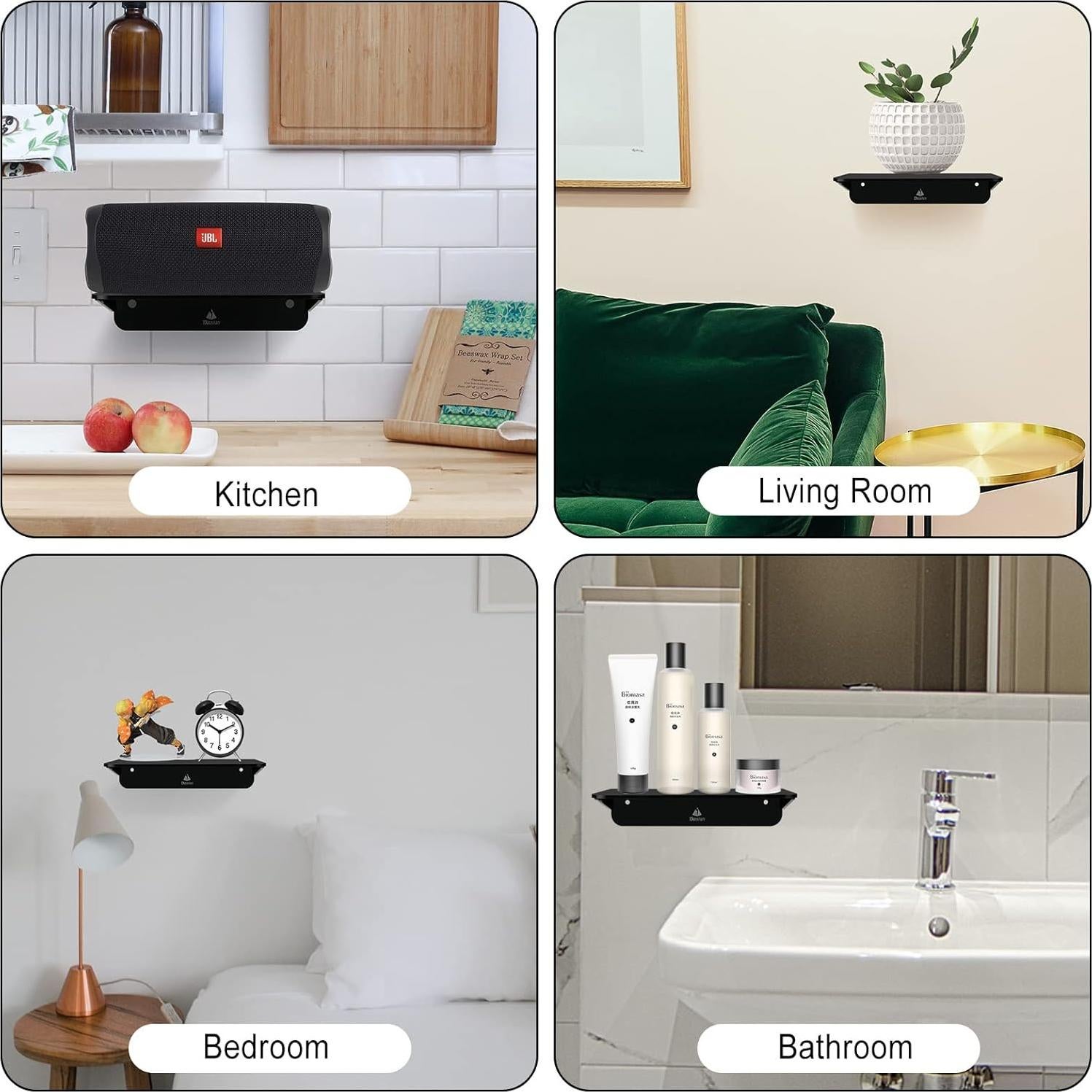 Estantes Flotantes de Acrílico TXEsign - Paquete de 2, Negro