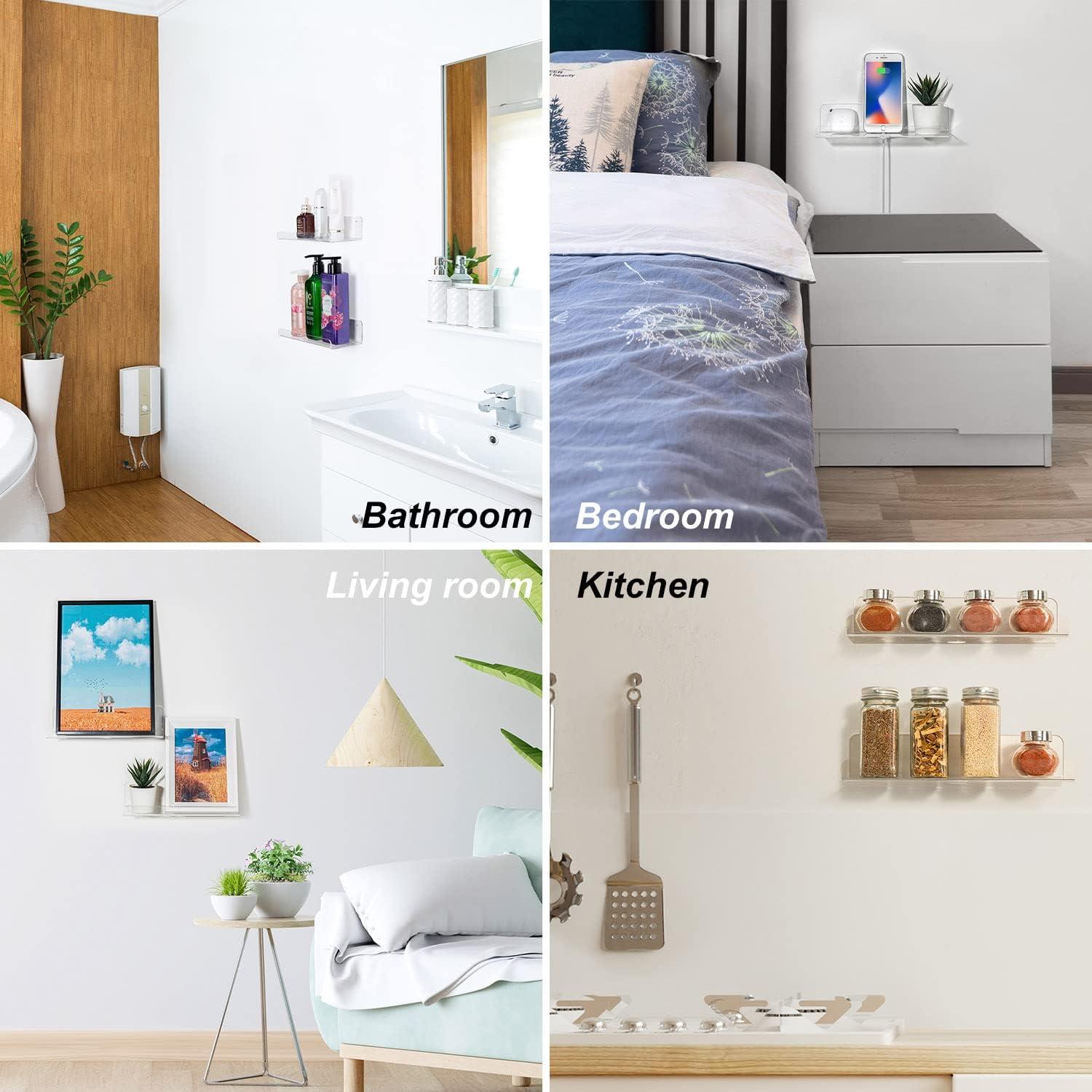 Juego de 2 Estantes Flotantes Acrílico Transparente OAPRIRE 25.4cm