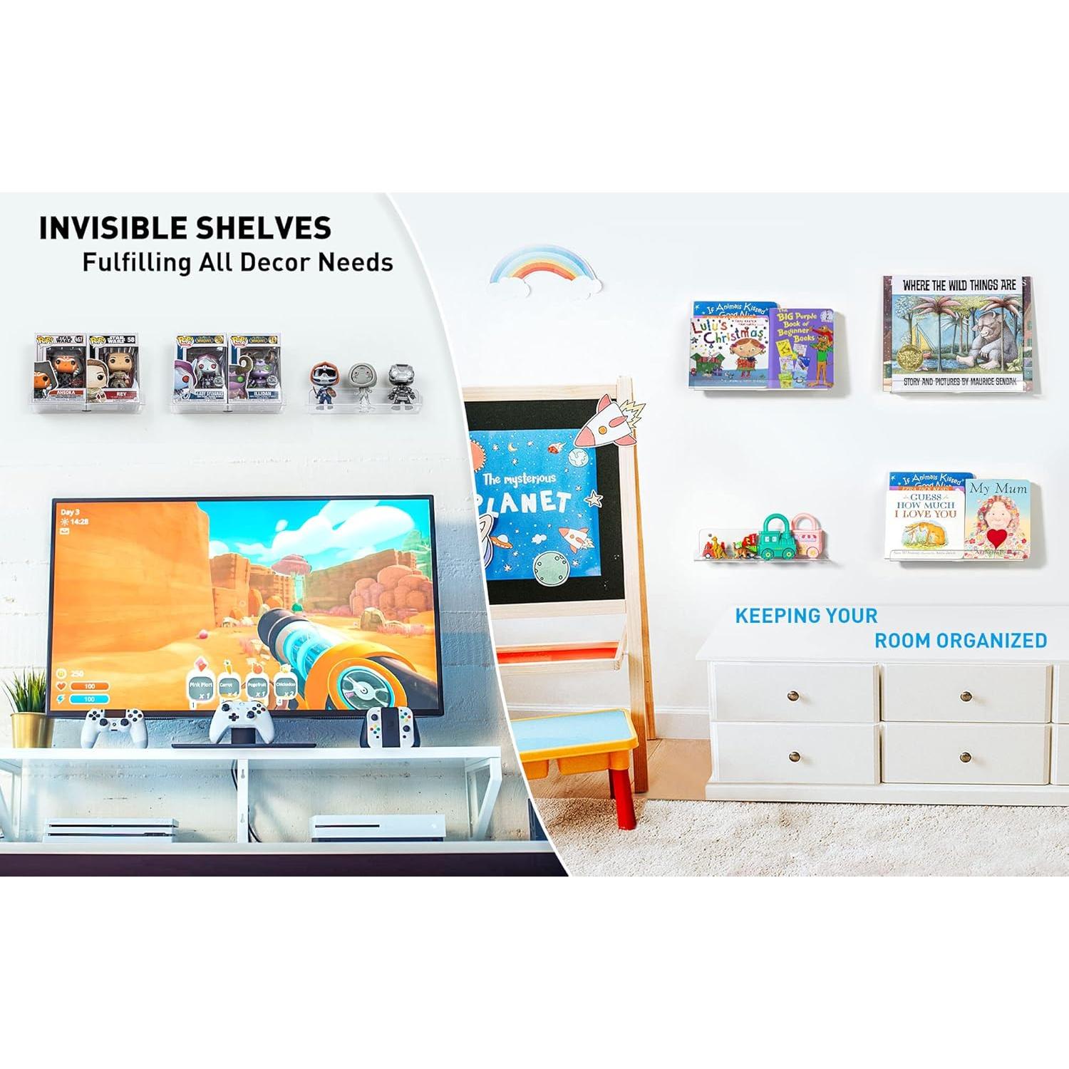 Juego de 2 Estantes Flotantes Acrílico Transparente OAPRIRE 25.4cm