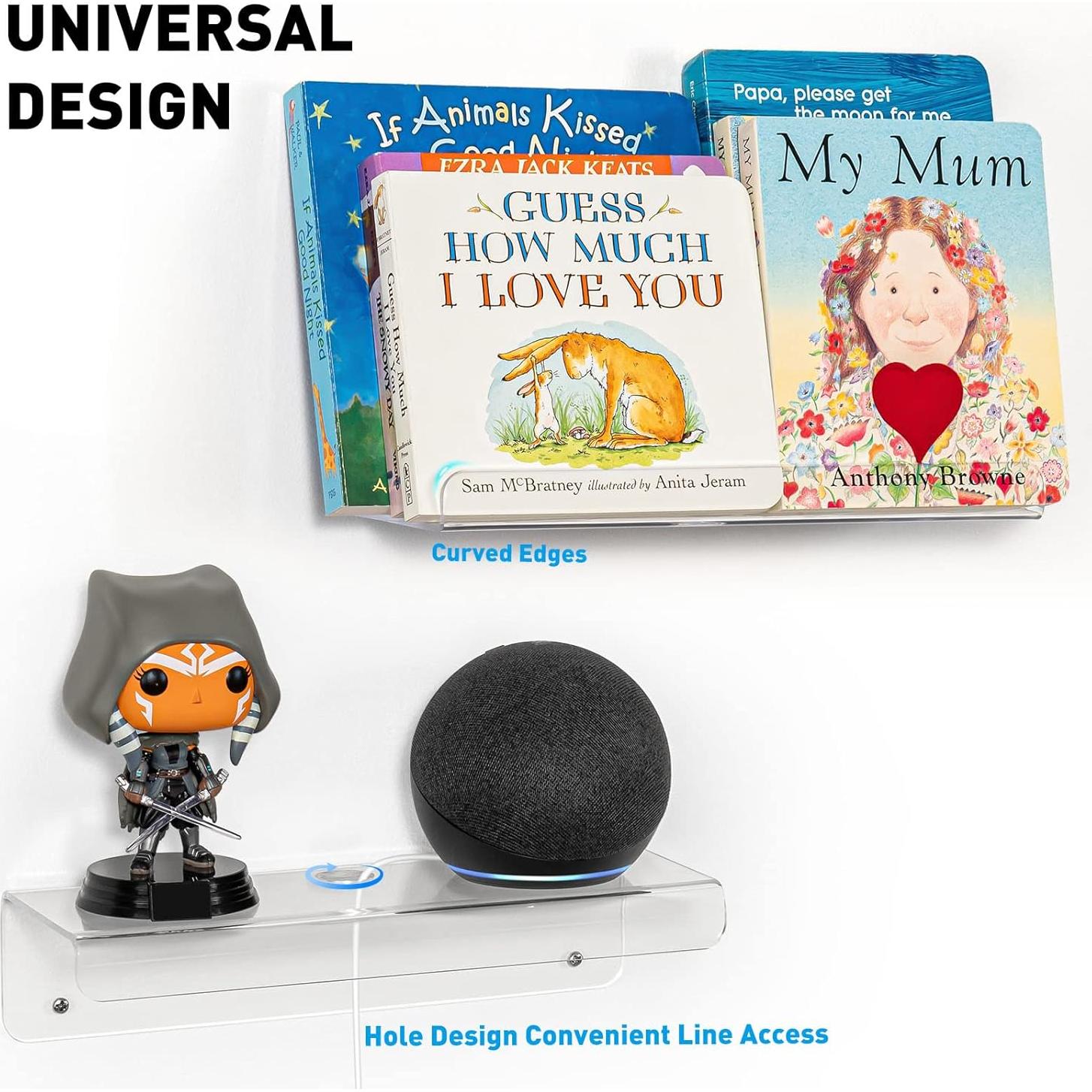 Juego de 2 Estantes Flotantes Acrílico Transparente OAPRIRE 25.4cm