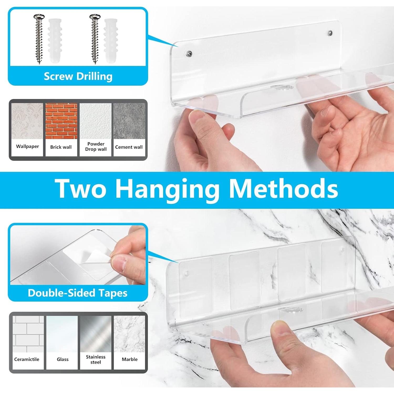 Juego de 2 Estantes Flotantes Acrílico Transparente OAPRIRE 25.4cm