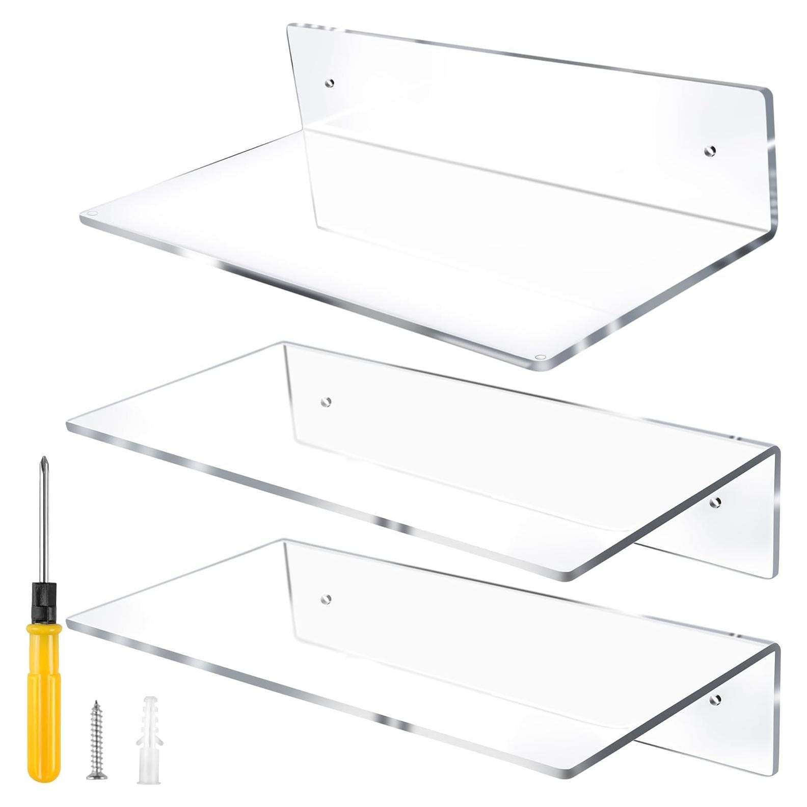 Estante Flotante Acrílico Jansburg en Forma de L 30.48 cm - Paquete de 3