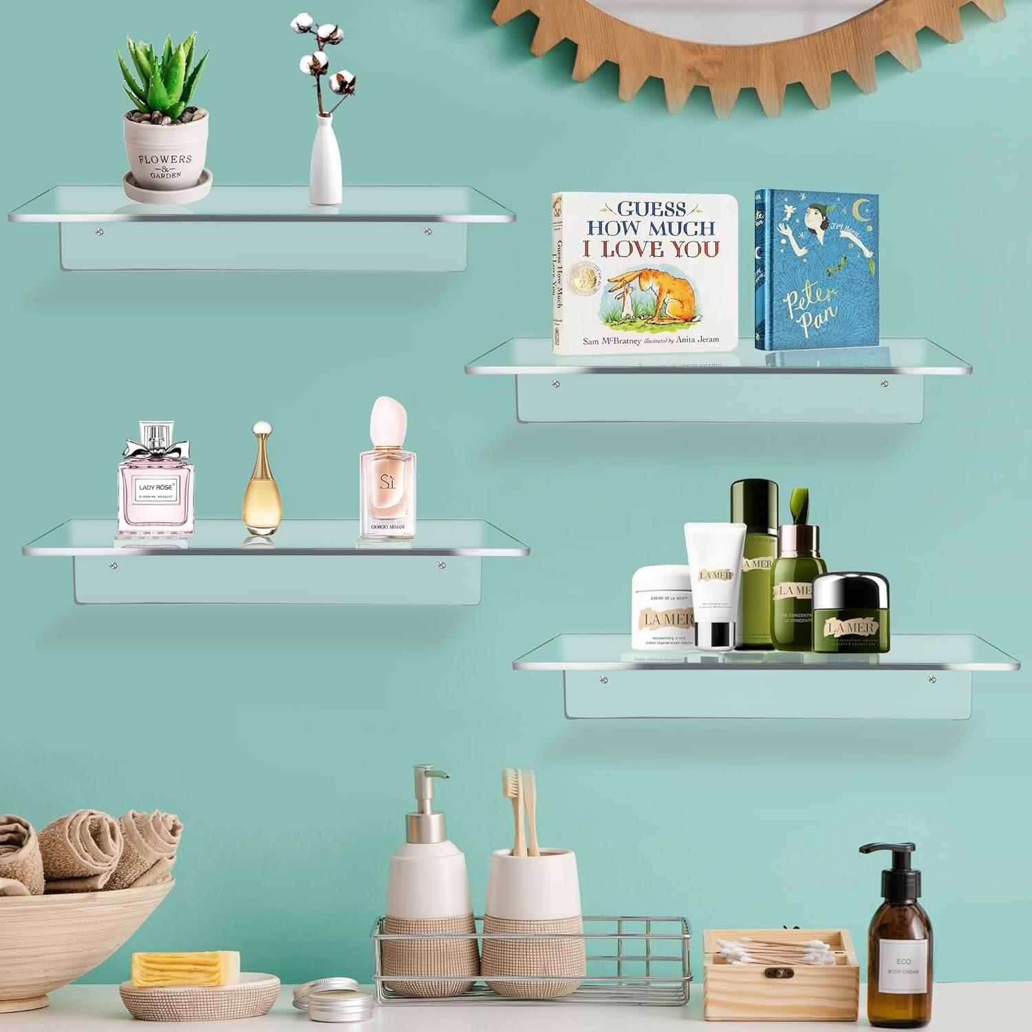 Estante Flotante Acrílico Jansburg en Forma de L 30.48 cm - Paquete de 3