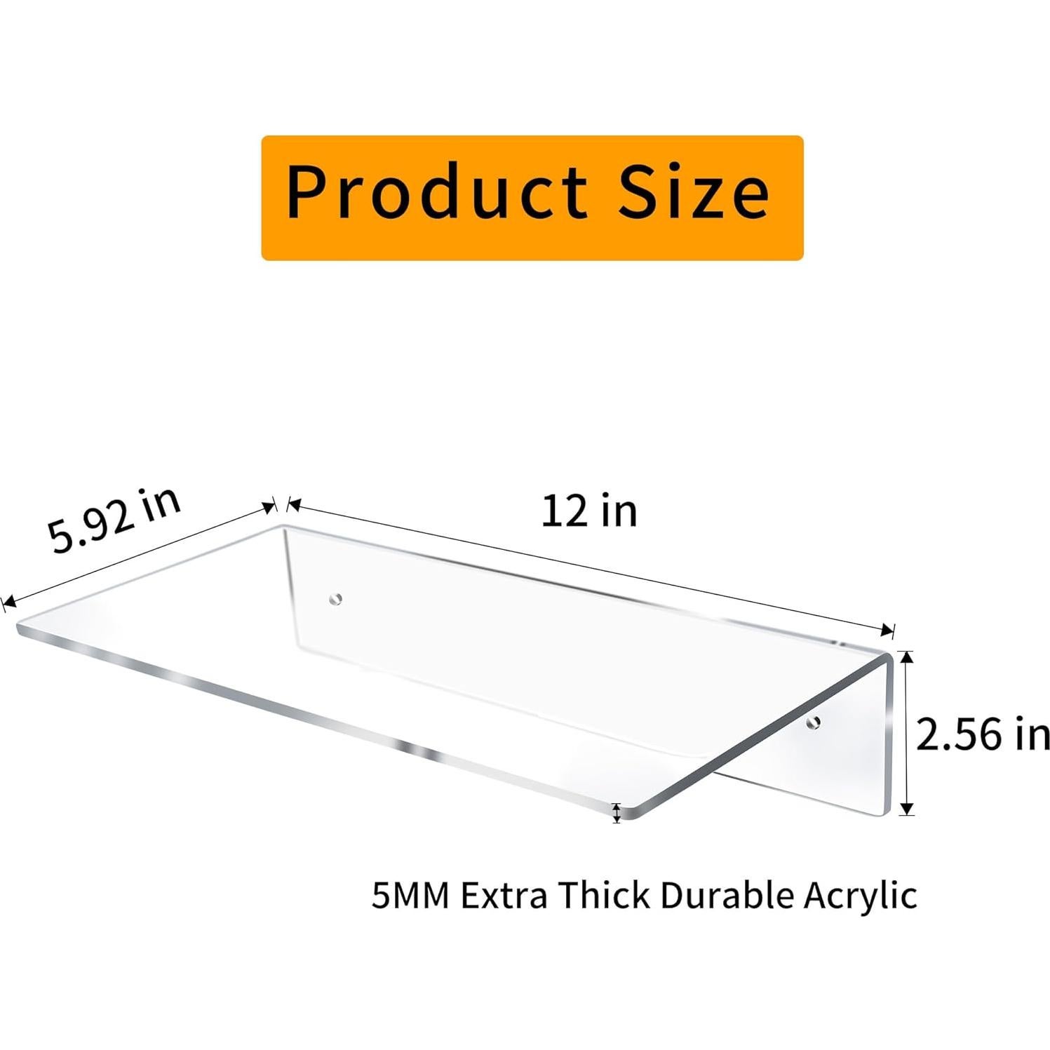 Estante Flotante Acrílico Jansburg en Forma de L 30.48 cm - Paquete de 3