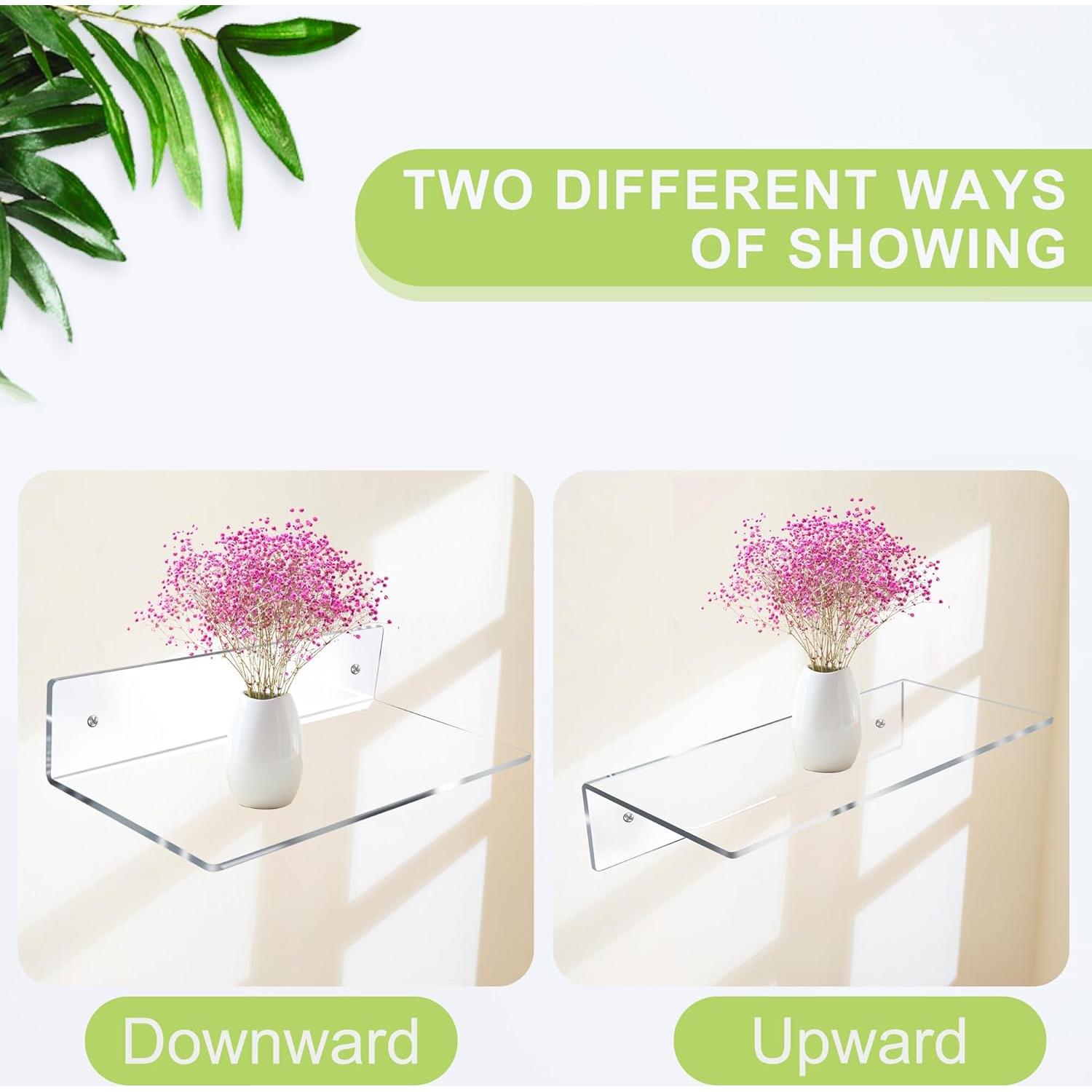 Estante Flotante Acrílico Jansburg en Forma de L 30.48 cm - Paquete de 3