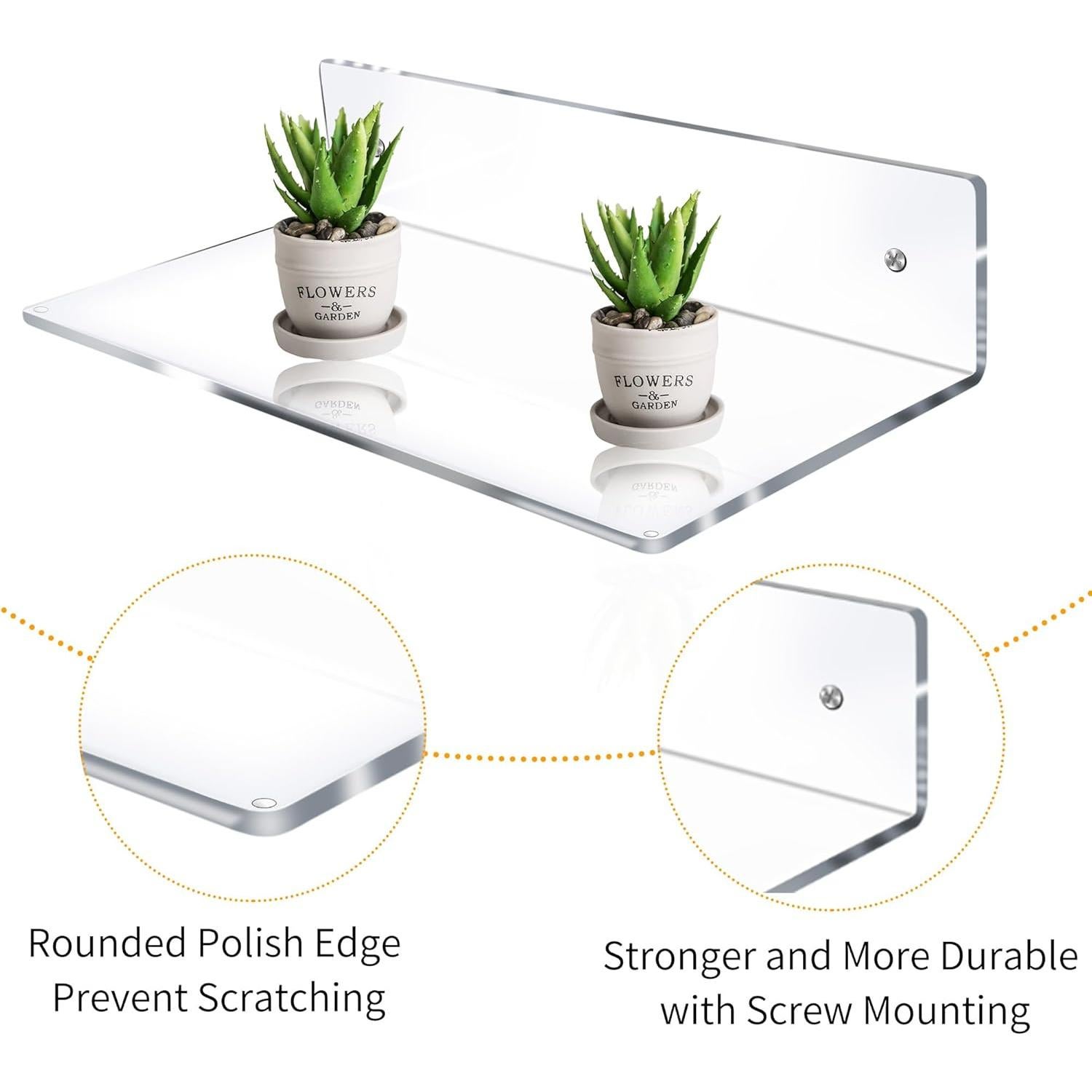 Estante Flotante Acrílico Jansburg en Forma de L 30.48 cm - Paquete de 3
