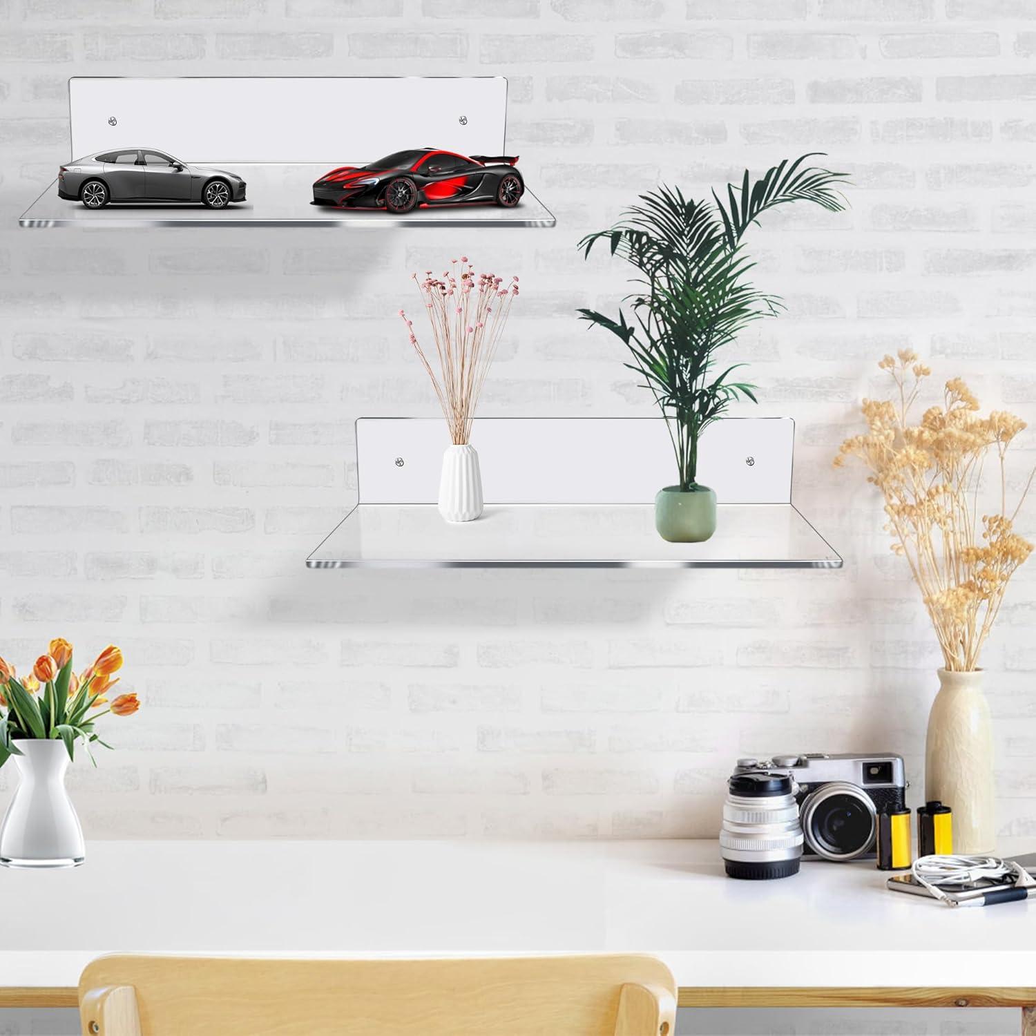 Estante Flotante Acrílico Jansburg en Forma de L 30.48 cm - Paquete de 3