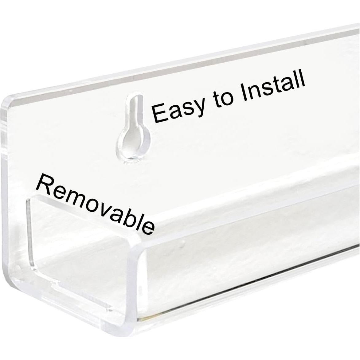 ROYALITA 8-Pack Acrylic Shelves - Nail Polish Organizer Wall Mounted Shelves, Nail Polish Rack with Removable Anti-Slip End Inserts, Nail Polish Holder for Bottles Nail Polish Display & Storage Shelf