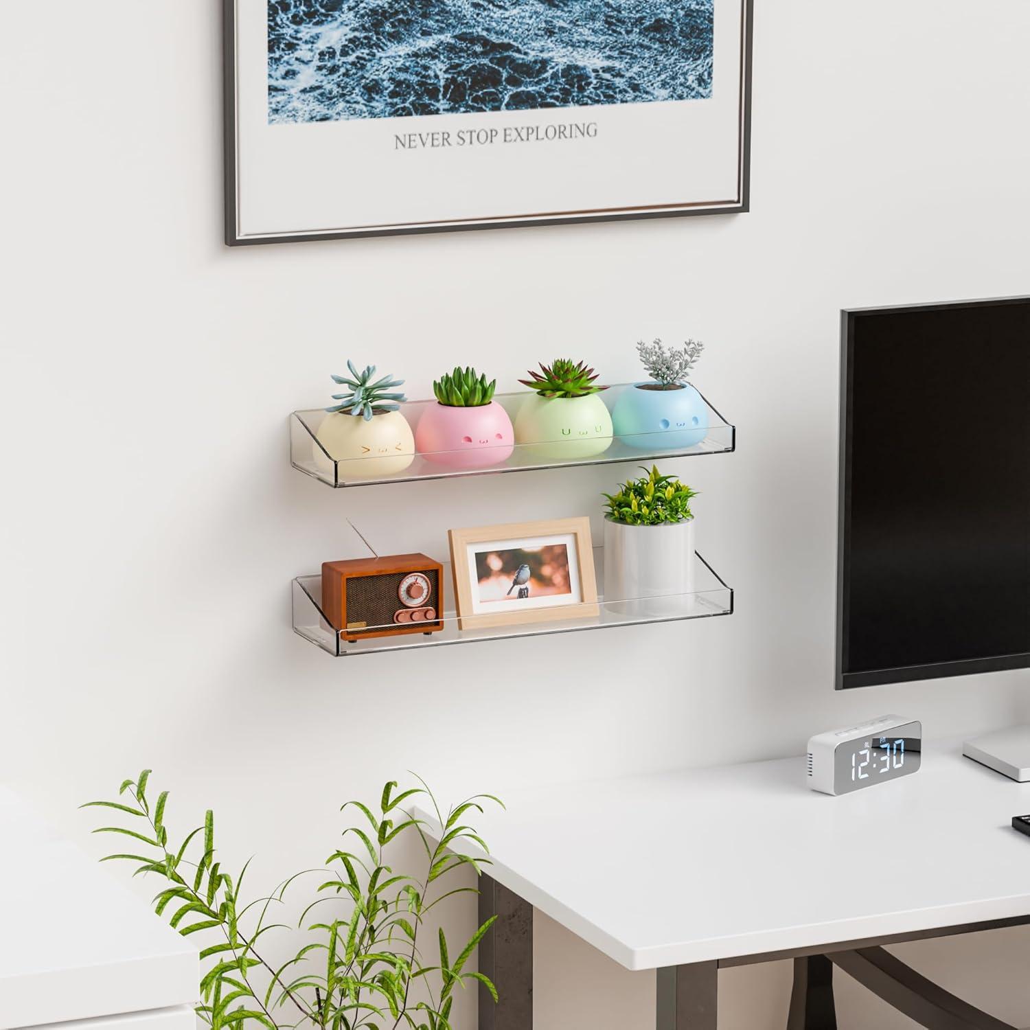 Estantes Acrílicos Flotantes Yieach 38 cm - 4 Unidades