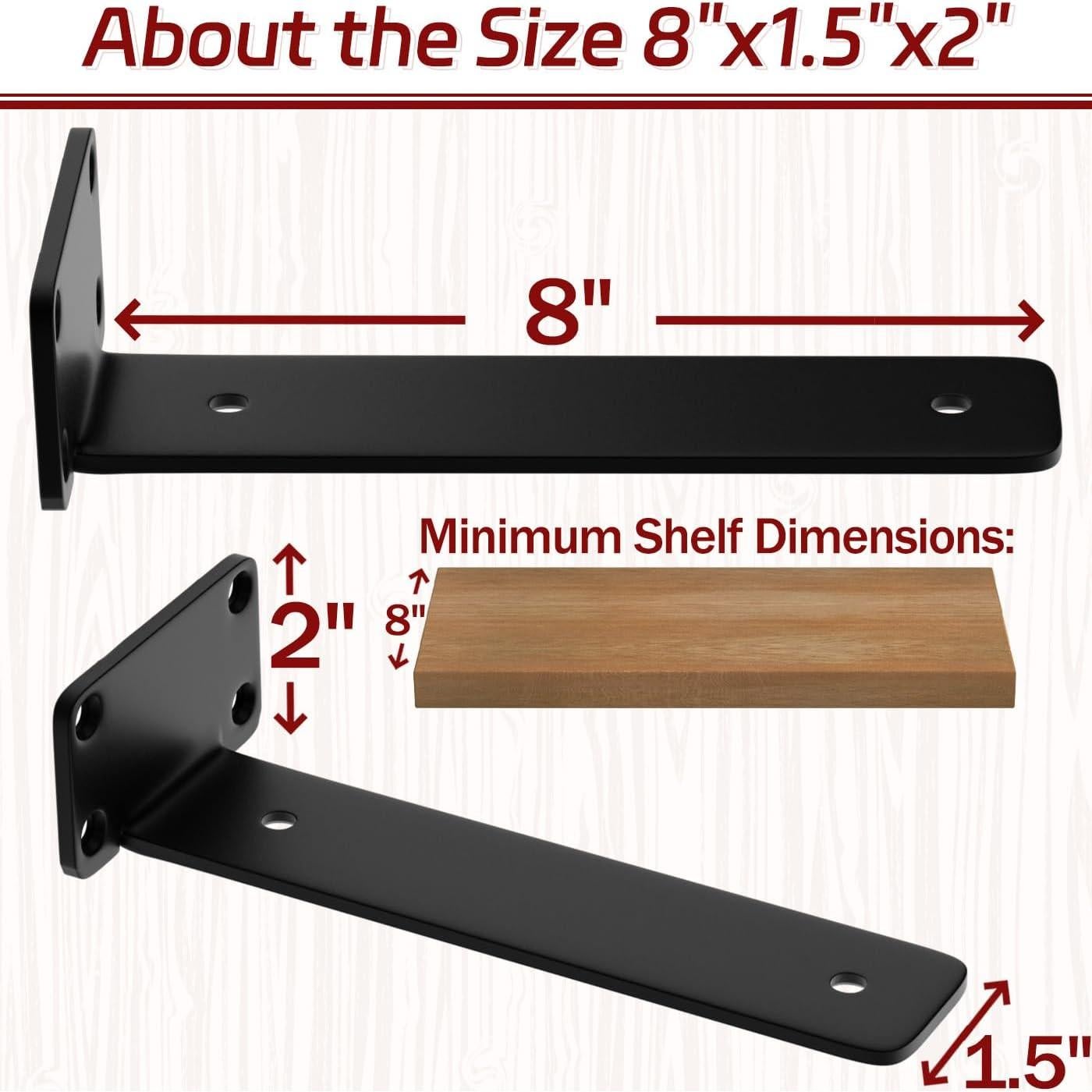 Soportes de Estante Flotante ISOKER 20.32 cm - Paquete de 8