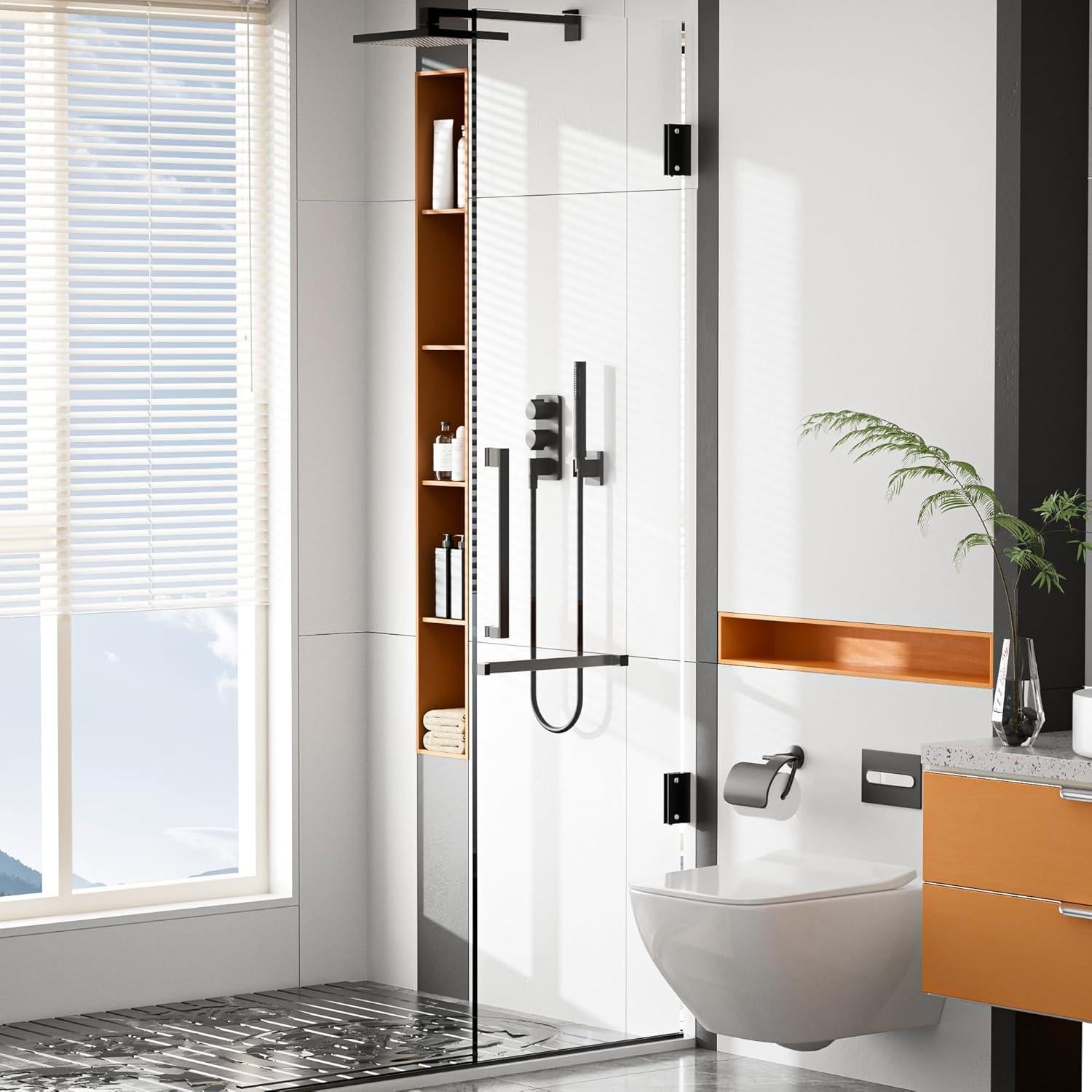 Soportes de vidrio Alise 2 Pcs, acero inoxidable negro mate