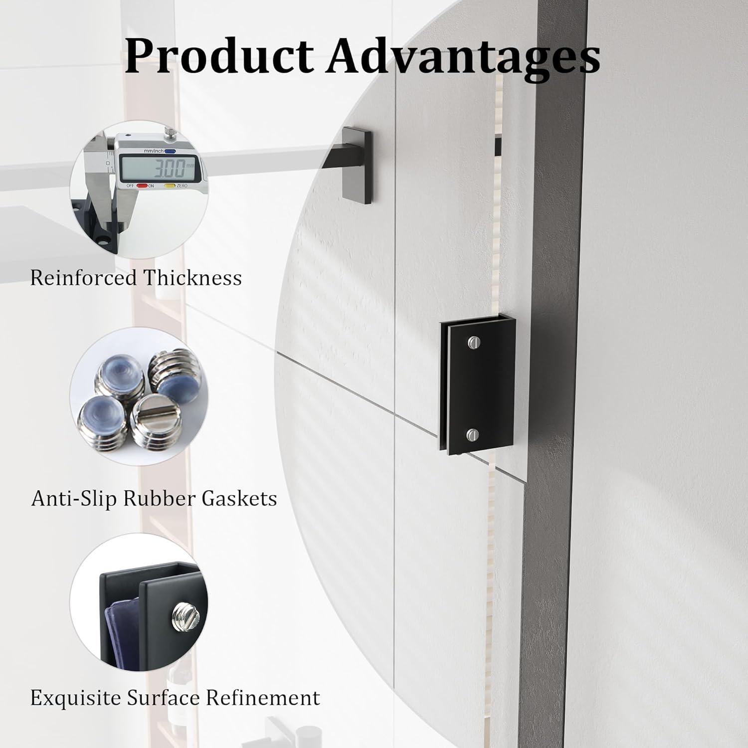 Soportes de vidrio Alise 2 Pcs, acero inoxidable negro mate