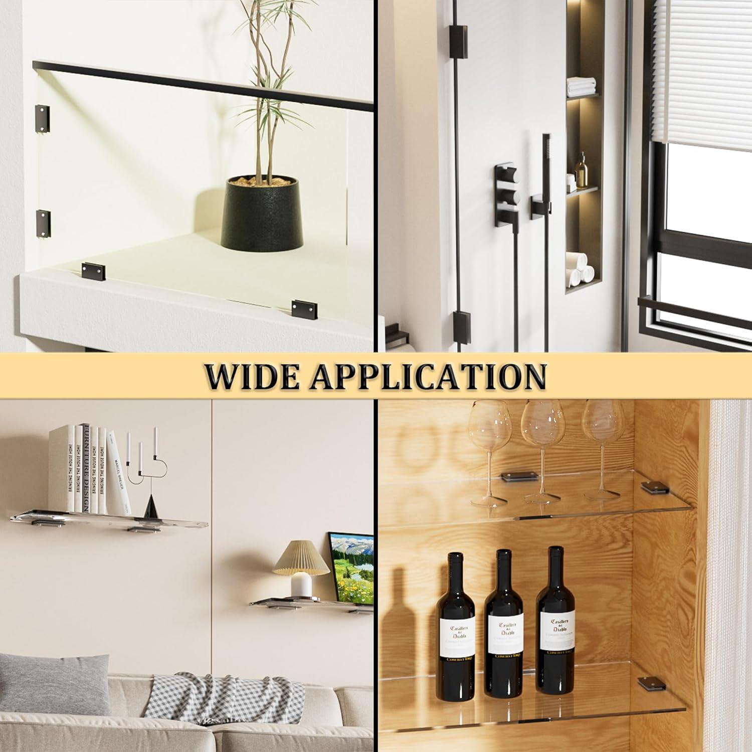 Soportes de vidrio Alise 2 Pcs, acero inoxidable negro mate