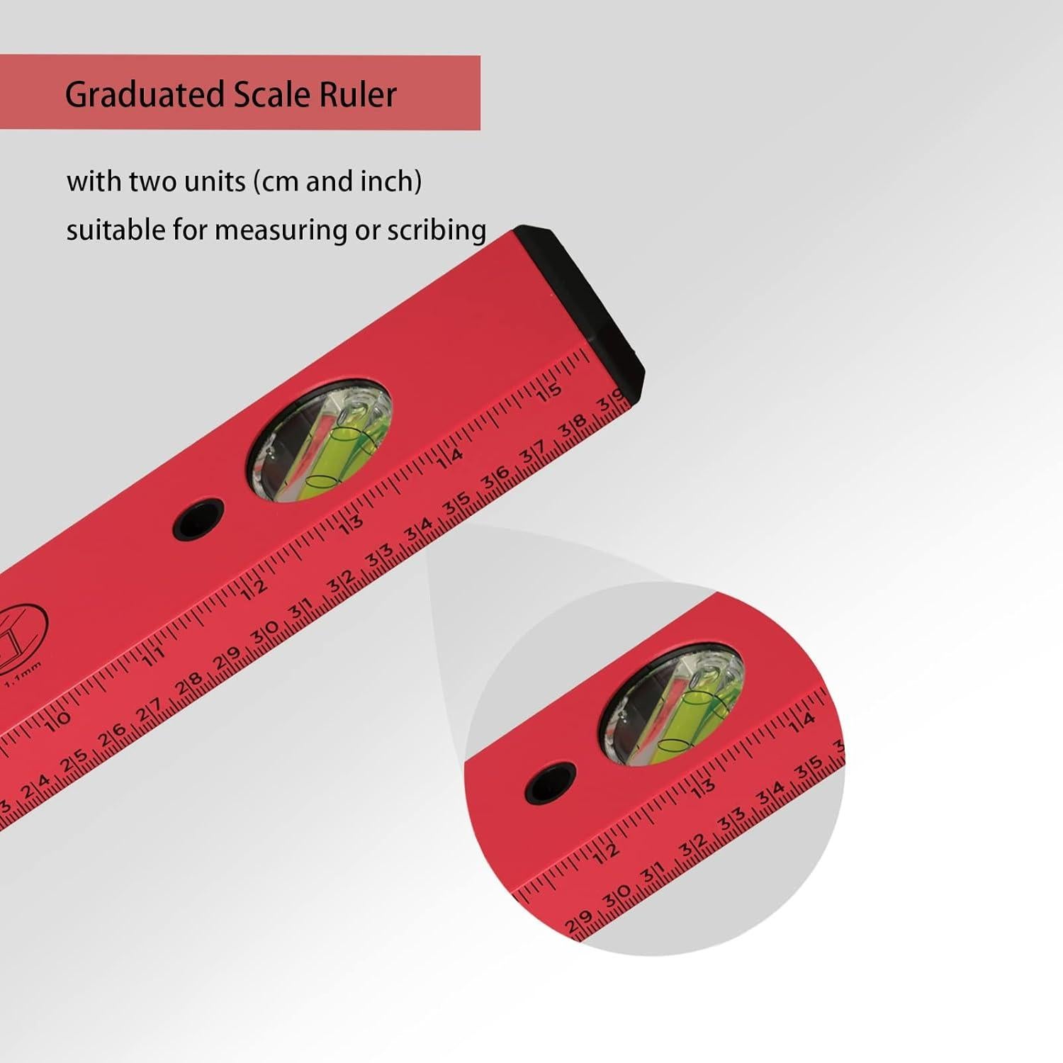 Nivel Torpedo Magnético BETHEL 40.64 cm Aluminio Rojo 3 Viales