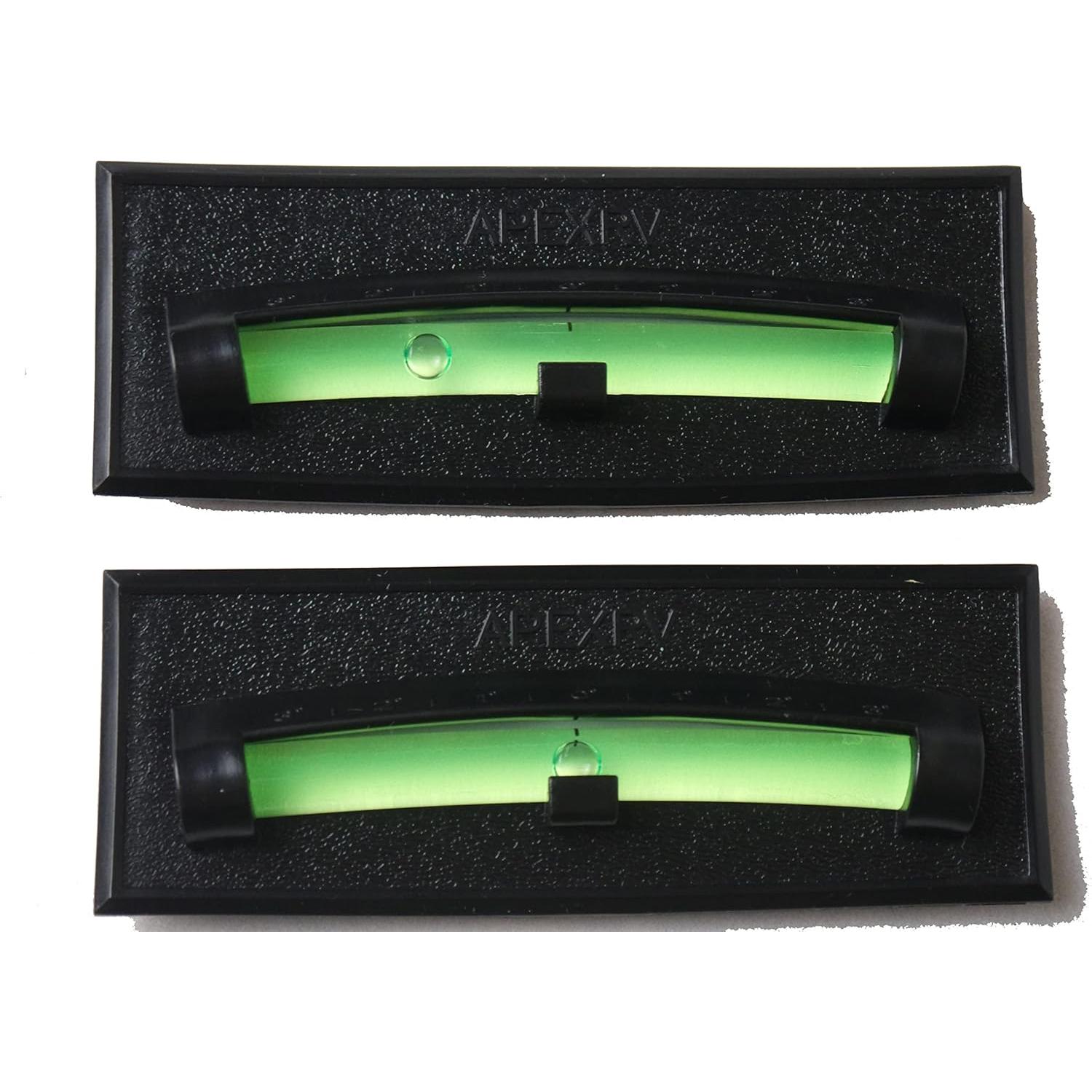 Apex RV Graduated Bubble Level, Never Fade, Long-Lasting, Precision Leveling, Adhesive Back, For RV, Camper, Trailer, Motorhome, and Caravan. Black 2 pack (Black)