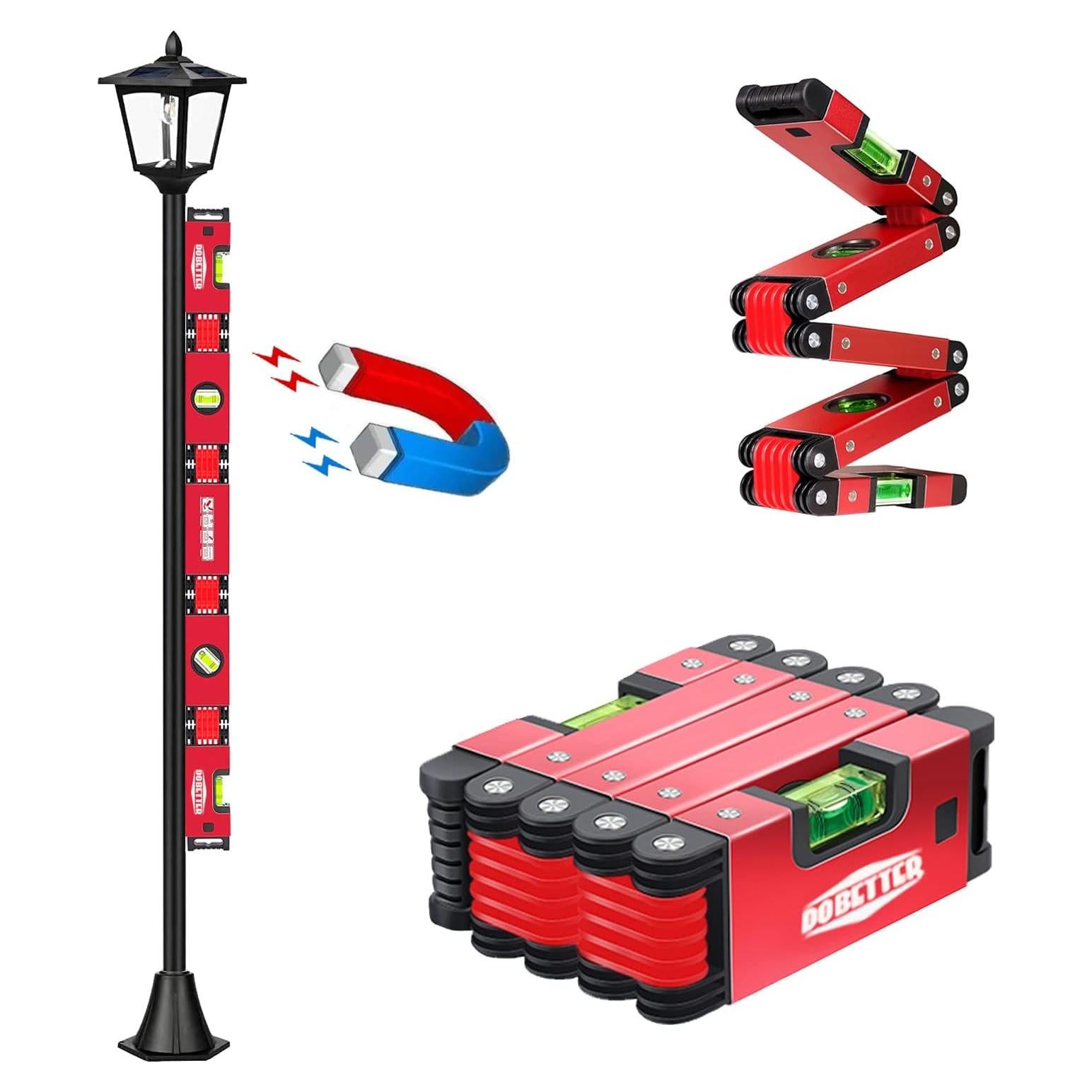 Niveladora Plegable Dobetter 71 cm con Burbuja 45°/90°/180°