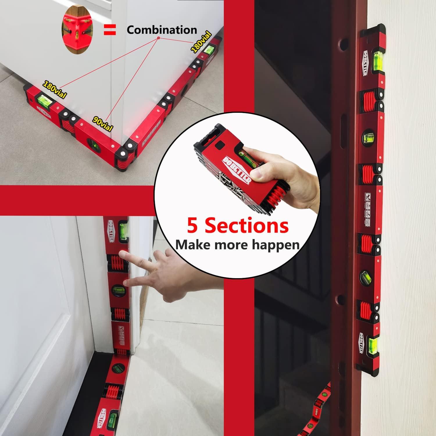 Niveladora Plegable Dobetter 71 cm con Burbuja 45°/90°/180°