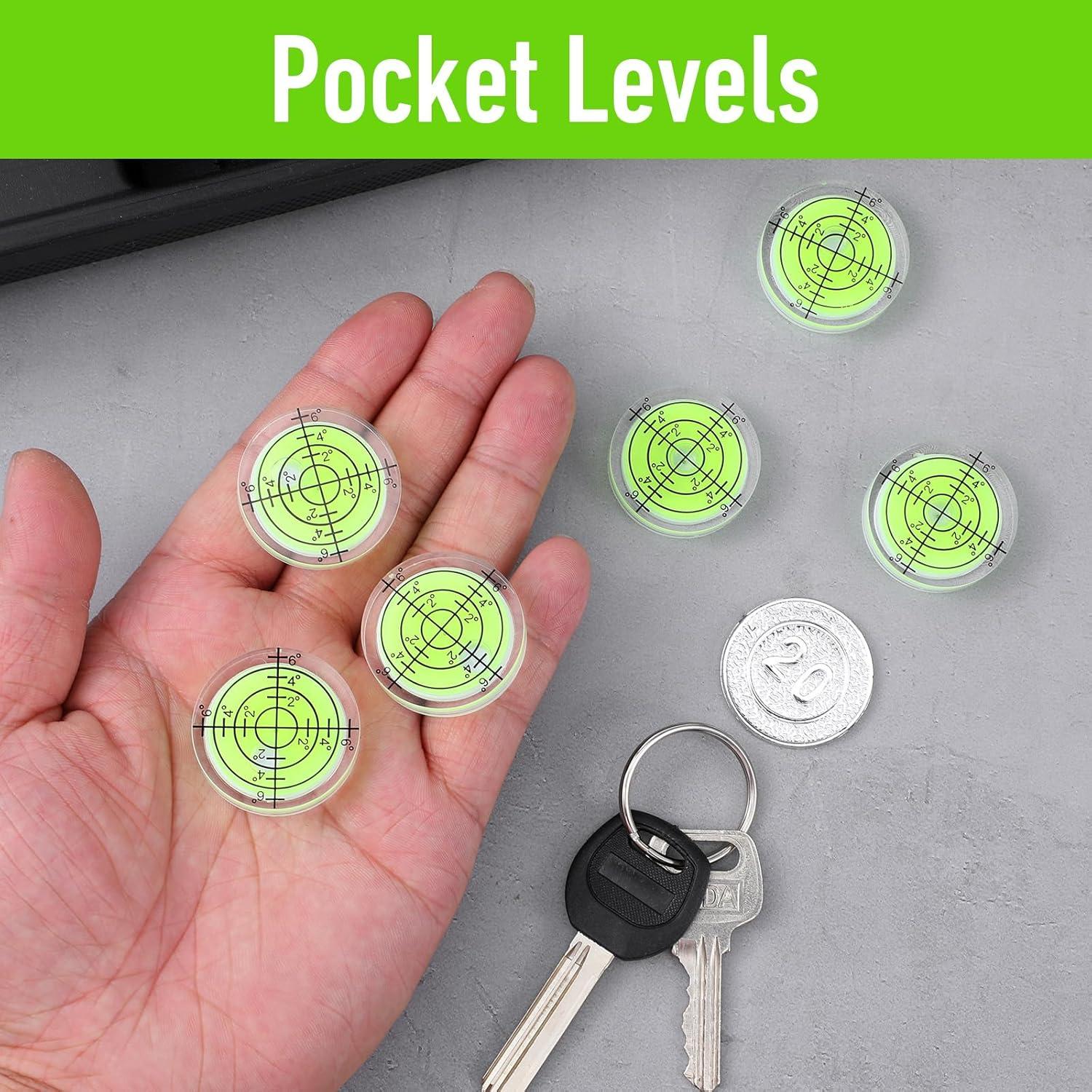 Juego de 6 Niveles de Burbuja Pequeños BOHUIZ 3.2cm Verde