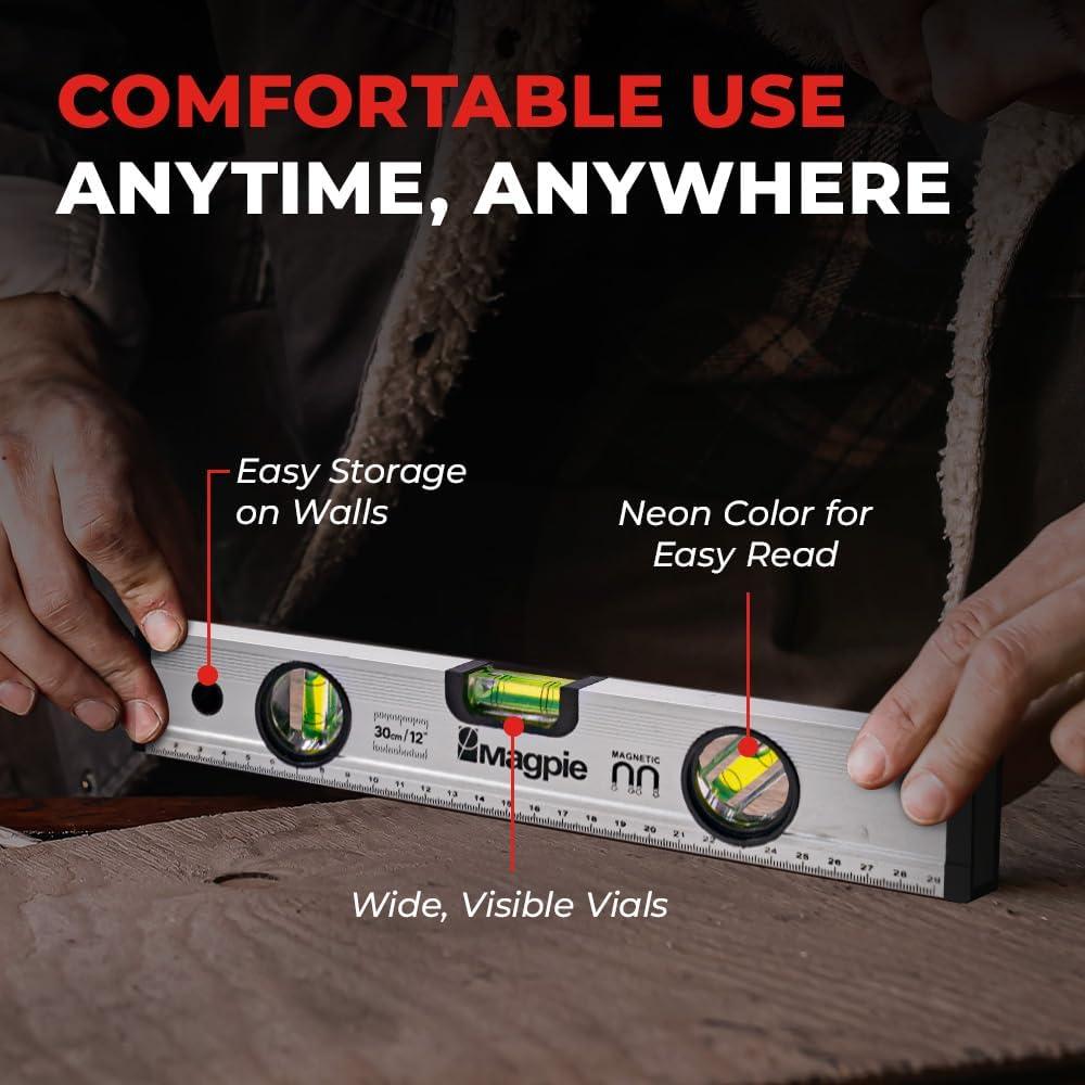 Nivel Magnético Magpie 30 cm 2 en 1 con Burbuja 180/90/45°
