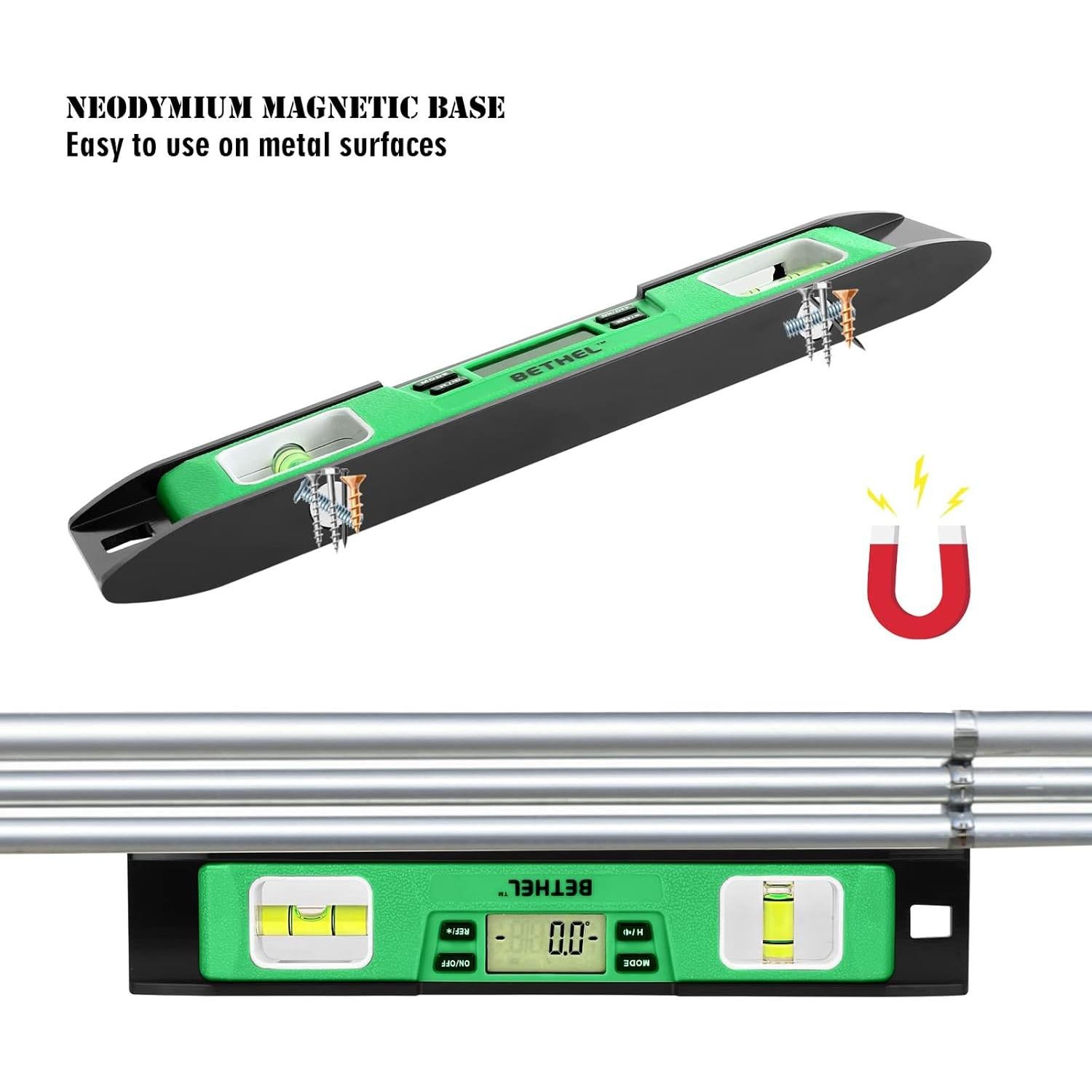 Nivel Digital Bethel Torpedo 25.4 cm IP54 Magnético Verde