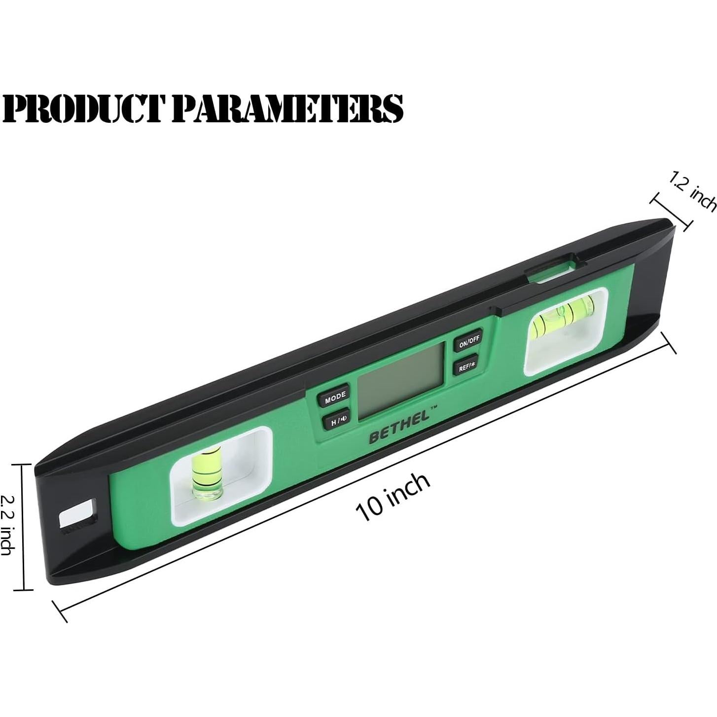 Nivel Digital Bethel Torpedo 25.4 cm IP54 Magnético Verde