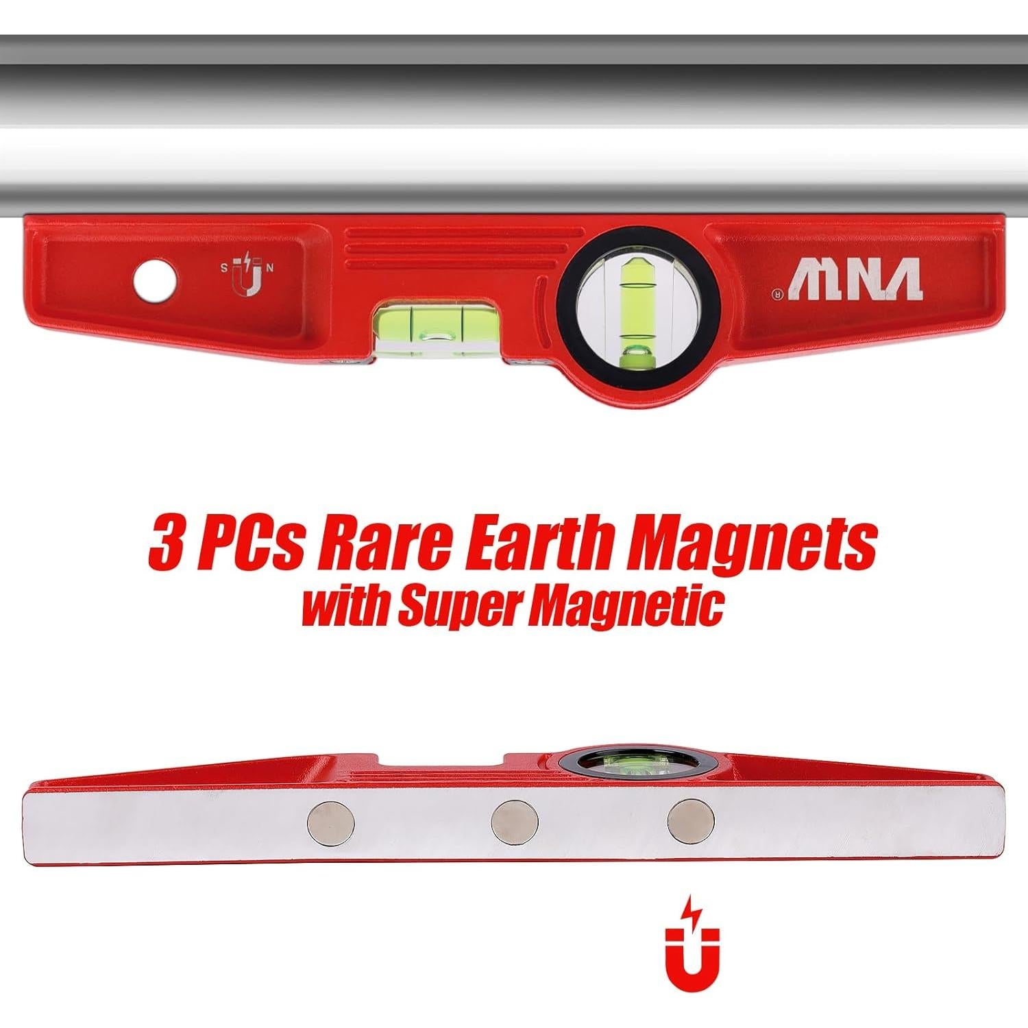 Nivel Torpedo Magnético VNW 25.4 cm con Viales de Burbuja