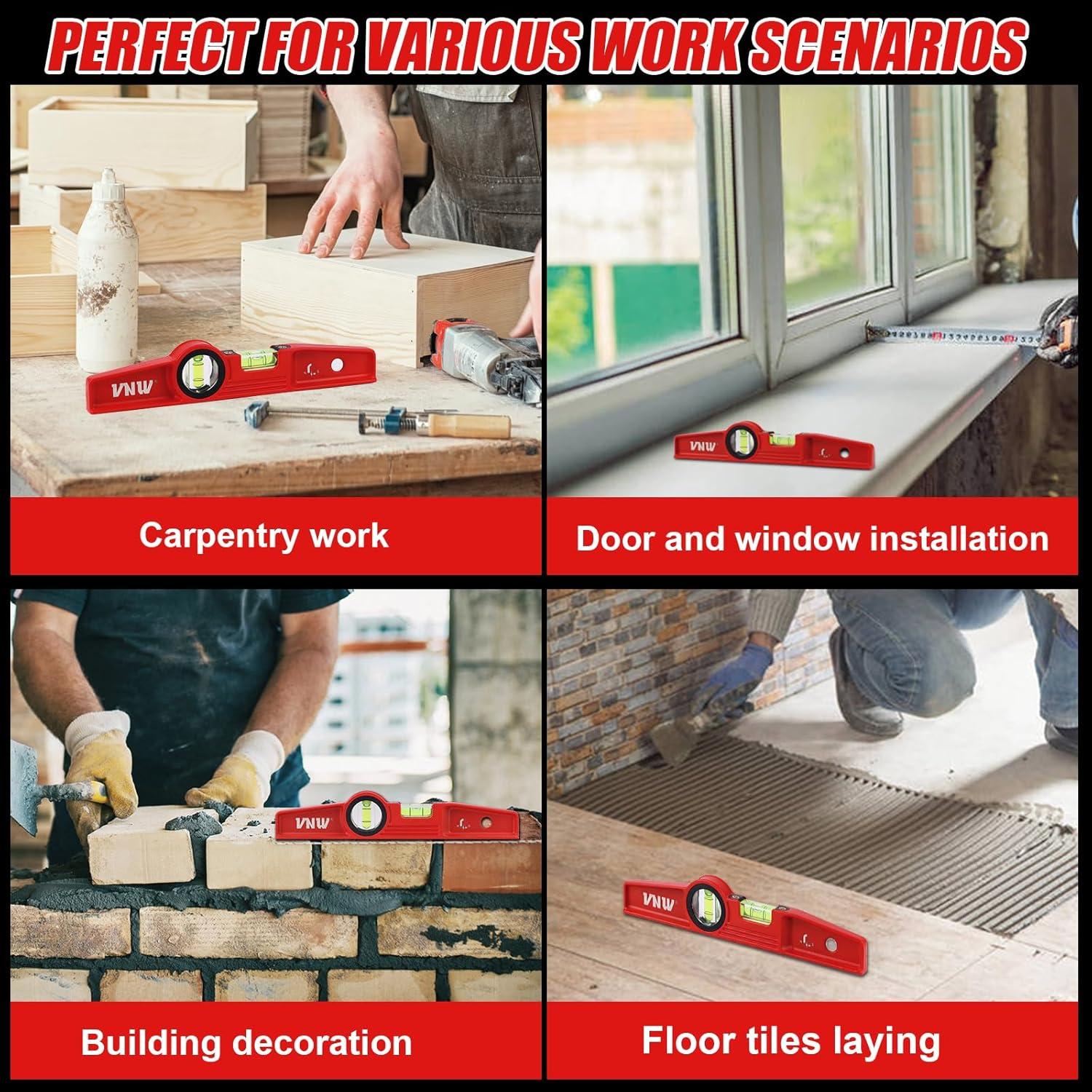 Nivel Torpedo Magnético VNW 25.4 cm con Viales de Burbuja