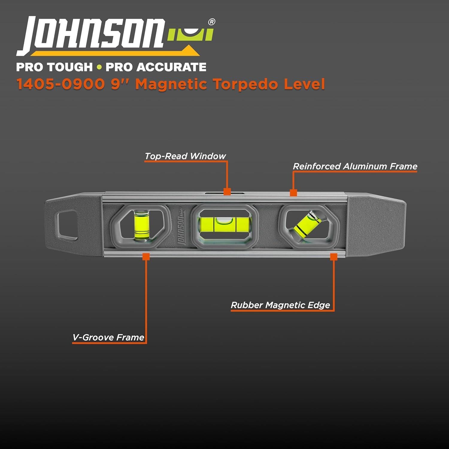 Nivel Torpedo Magnético Johnson 1405-0900 22.86 cm Gris