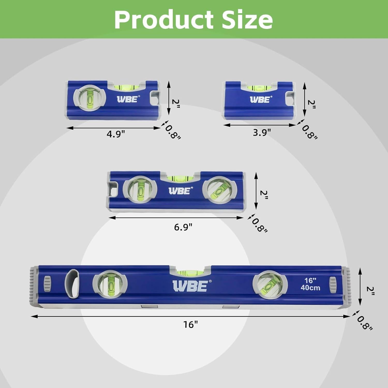 Juego de Niveles Torpedo WBE 4 Piezas Aluminio 40.64 cm