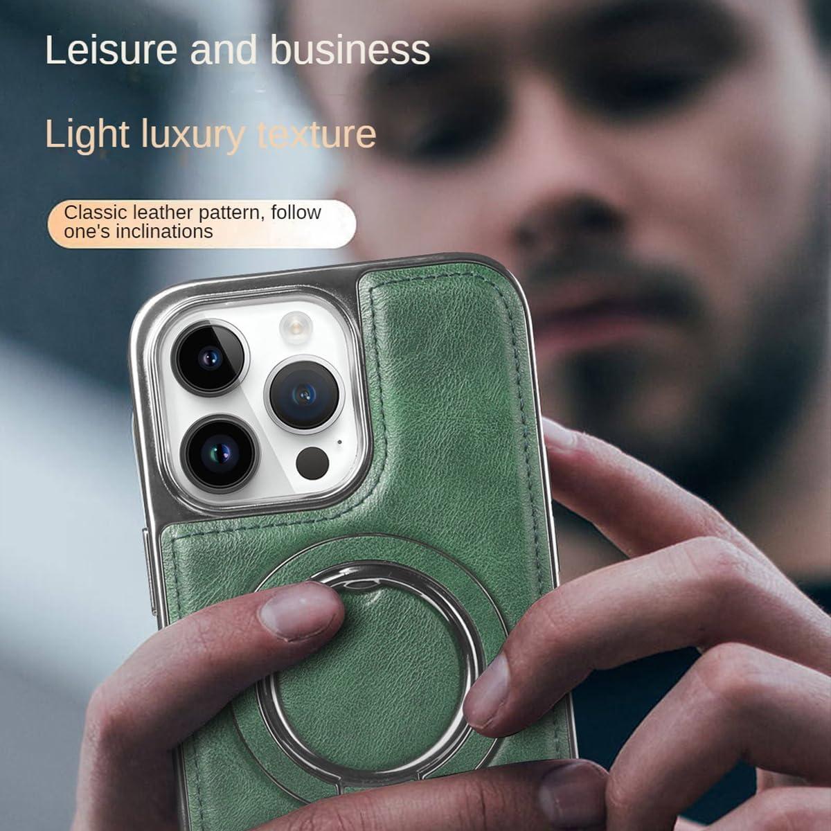 Funda de Cuero Premium Rotroyce para iPhone 13 Pro Max - Marrón