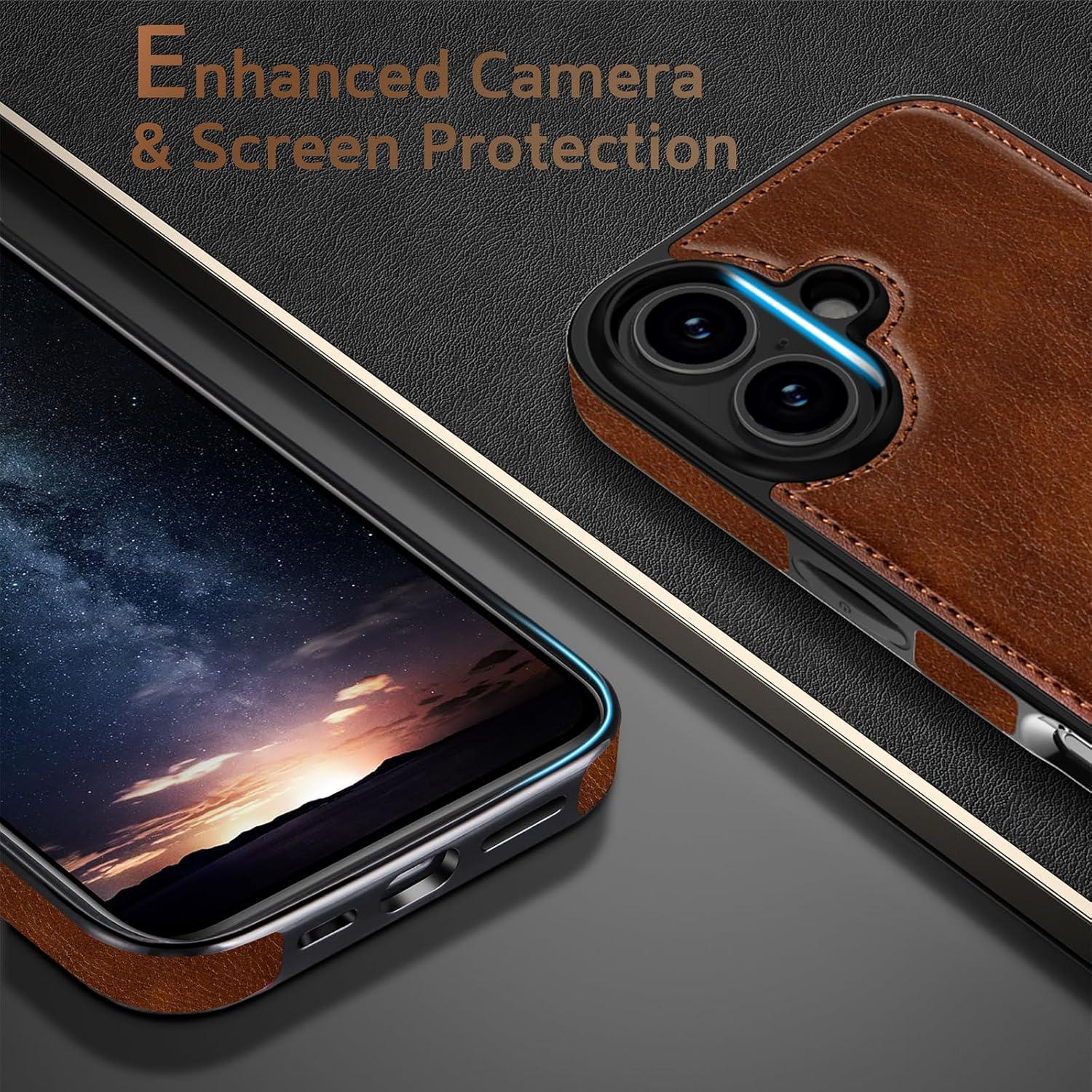 Funda de Cuero PU LOHASIC para iPhone 17 Magnética Marrón