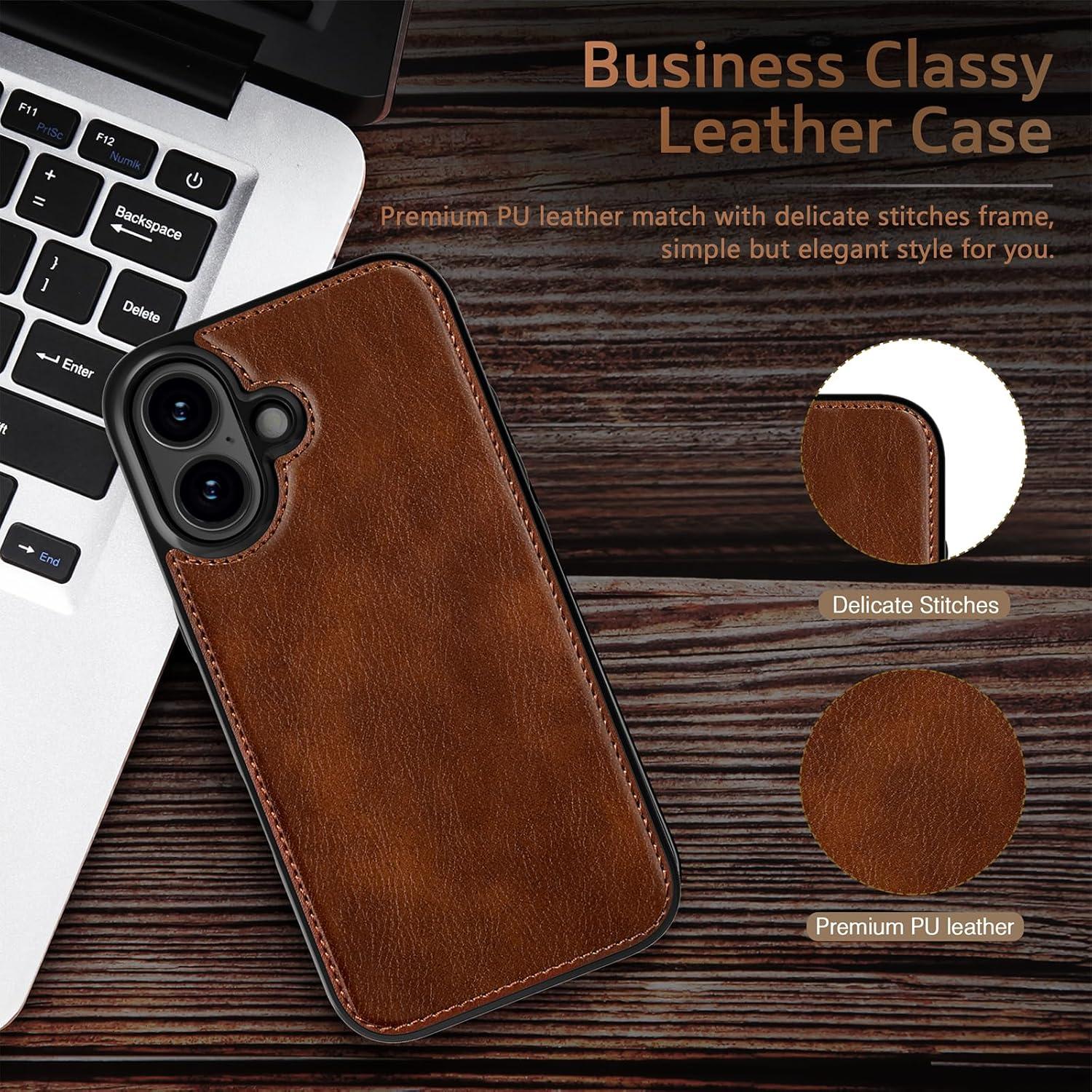 Funda de Cuero PU LOHASIC para iPhone 17 Magnética Marrón