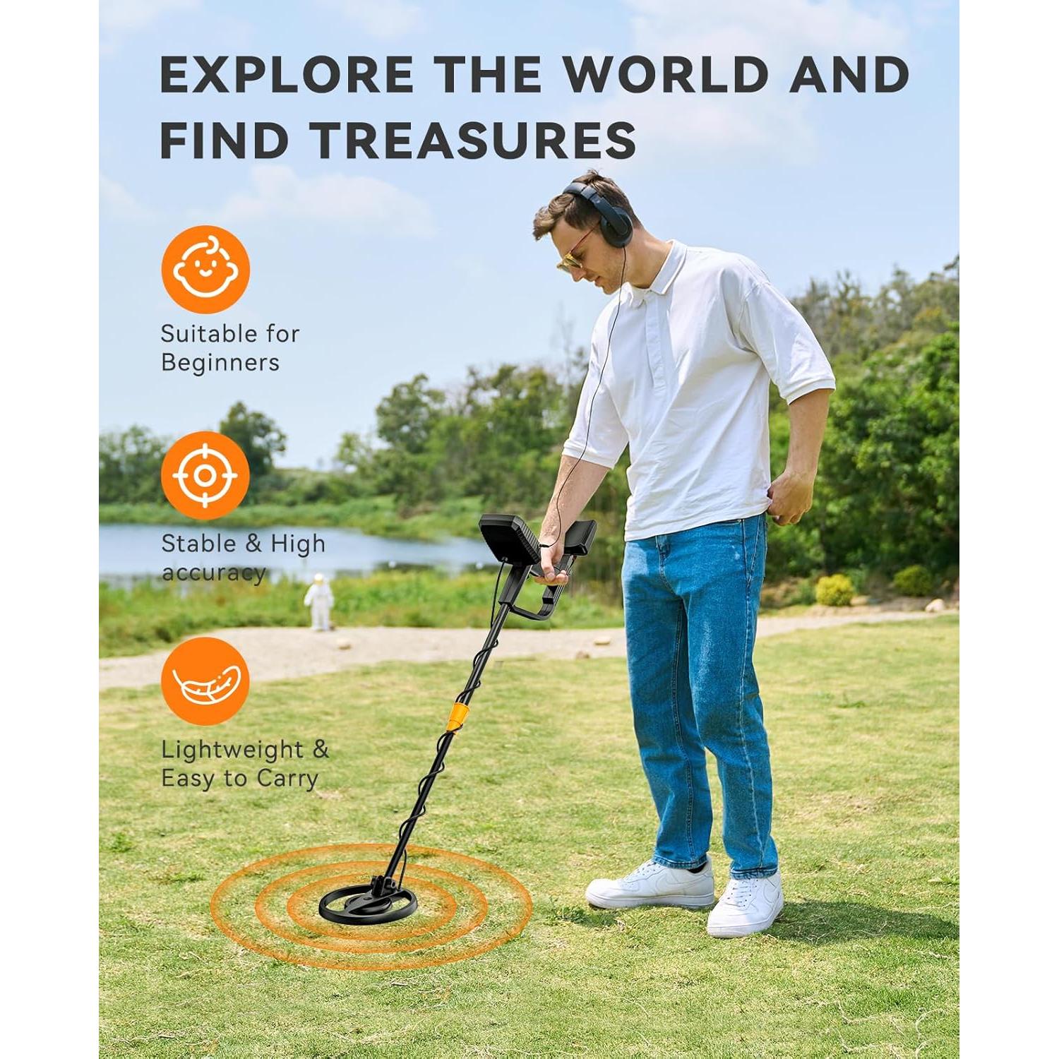 Detector de Metales SUNPOW MD13 Impermeable 8" LCD Ajustable