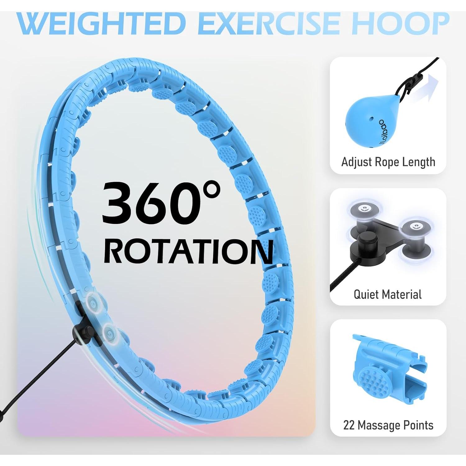 Aro de Hula Ponderado JLoibao D5 Ajustable 142-168 cm