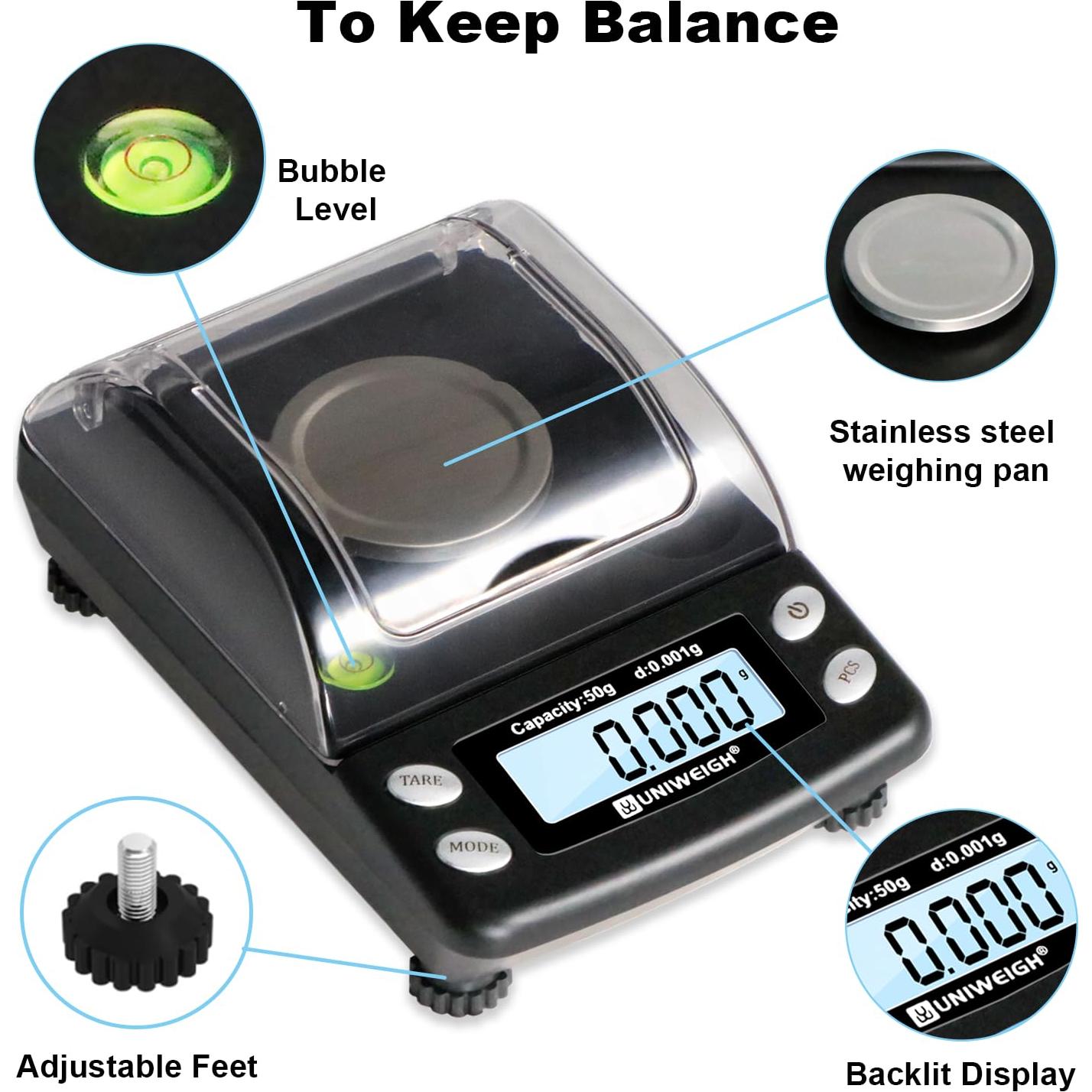Báscula Digital de Miligramos UNIWEIGH 50g Precisa 0.001g