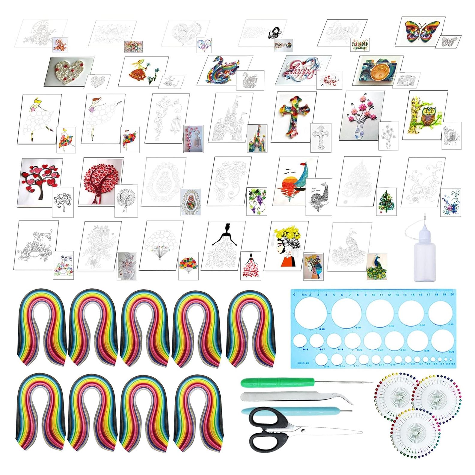 Kit de Quilling Woohome 48 Piezas con Plantillas y Herramientas